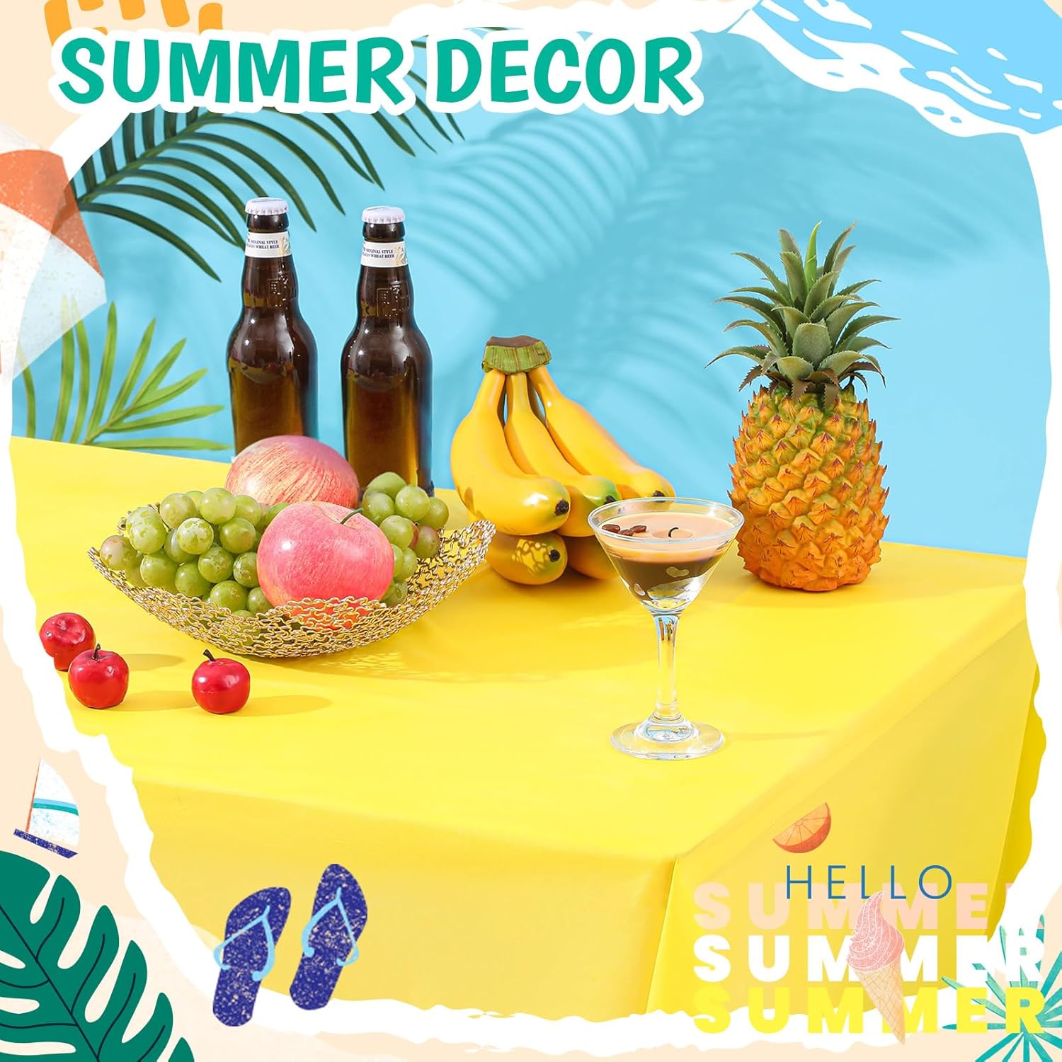 12 Pcs Hawaiian Plastic Tablecloths 54 x 108 Inch Disposable Rectangle Waterproof Table Cover for Birthday Wedding Anniversary Fine Dining Luau Summer Party Decoration Supplies Hawaii - Image 4