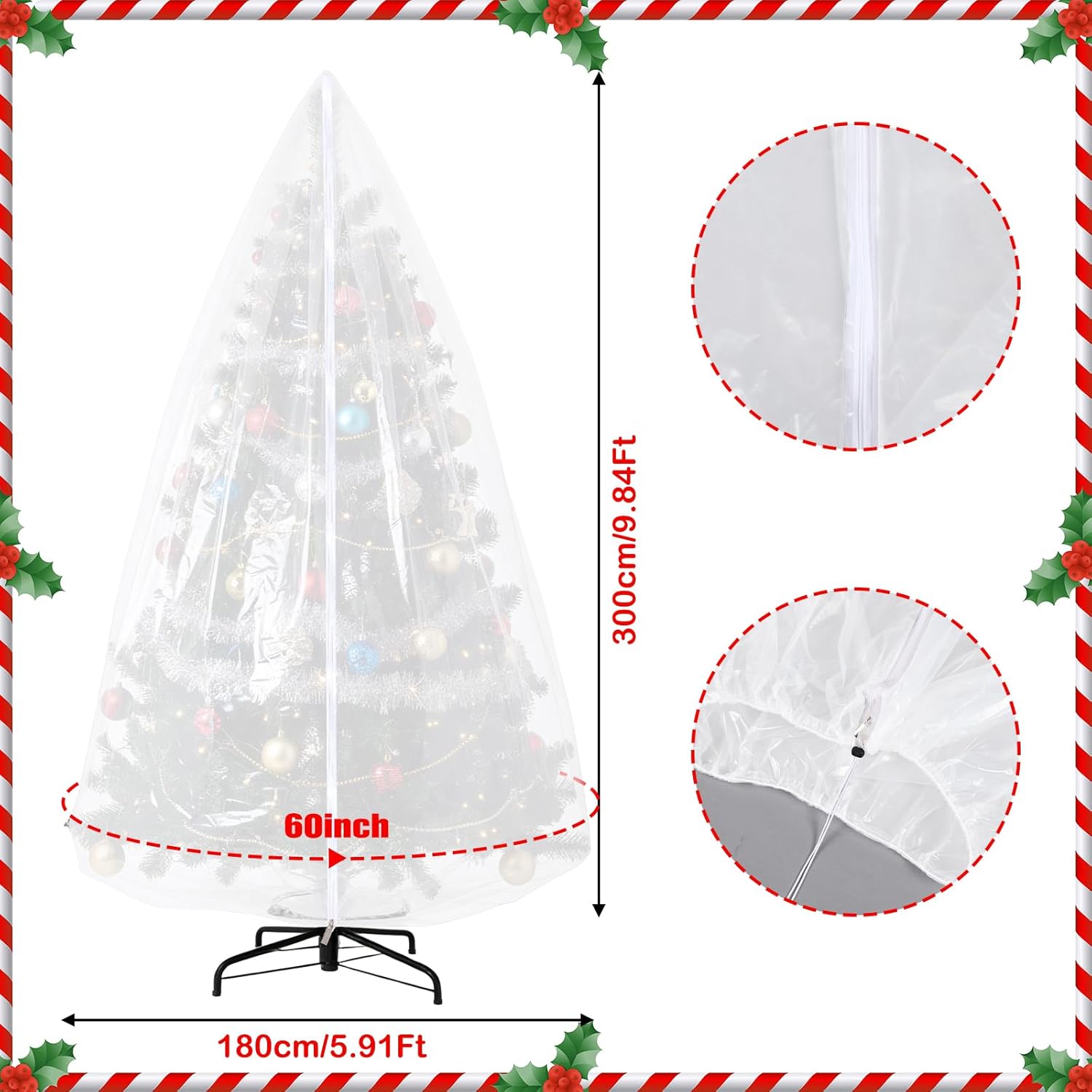 9.84 ft Upright Christmas Tree Storage Bag White Extra Large Jumbo Removal Disposal with Zipper Drawstring Waterproof Tear Proof Cover for Xmas Daily Home - Image 2