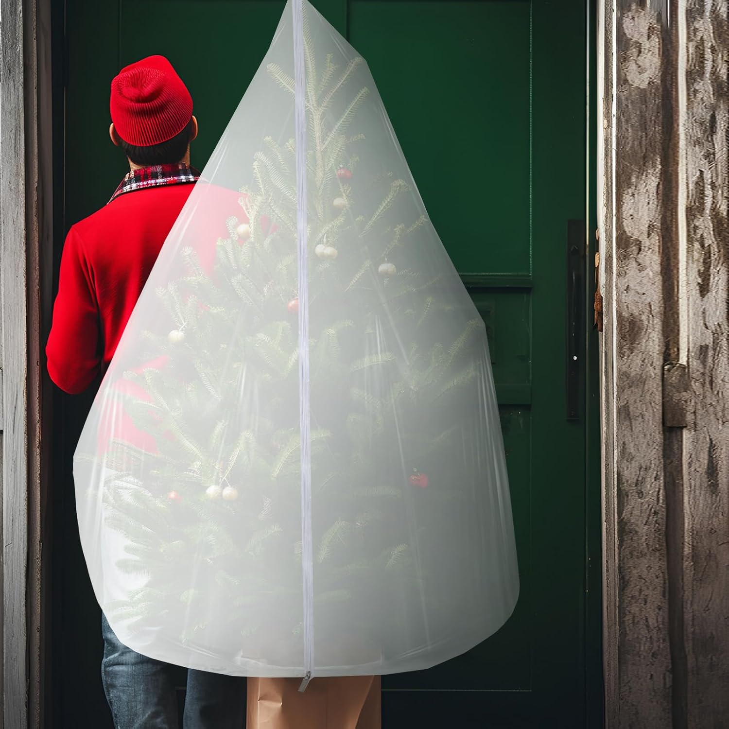 9.84 ft Upright Christmas Tree Storage Bag White Extra Large Jumbo Removal Disposal with Zipper Drawstring Waterproof Tear Proof Cover for Xmas Daily Home - Image 5