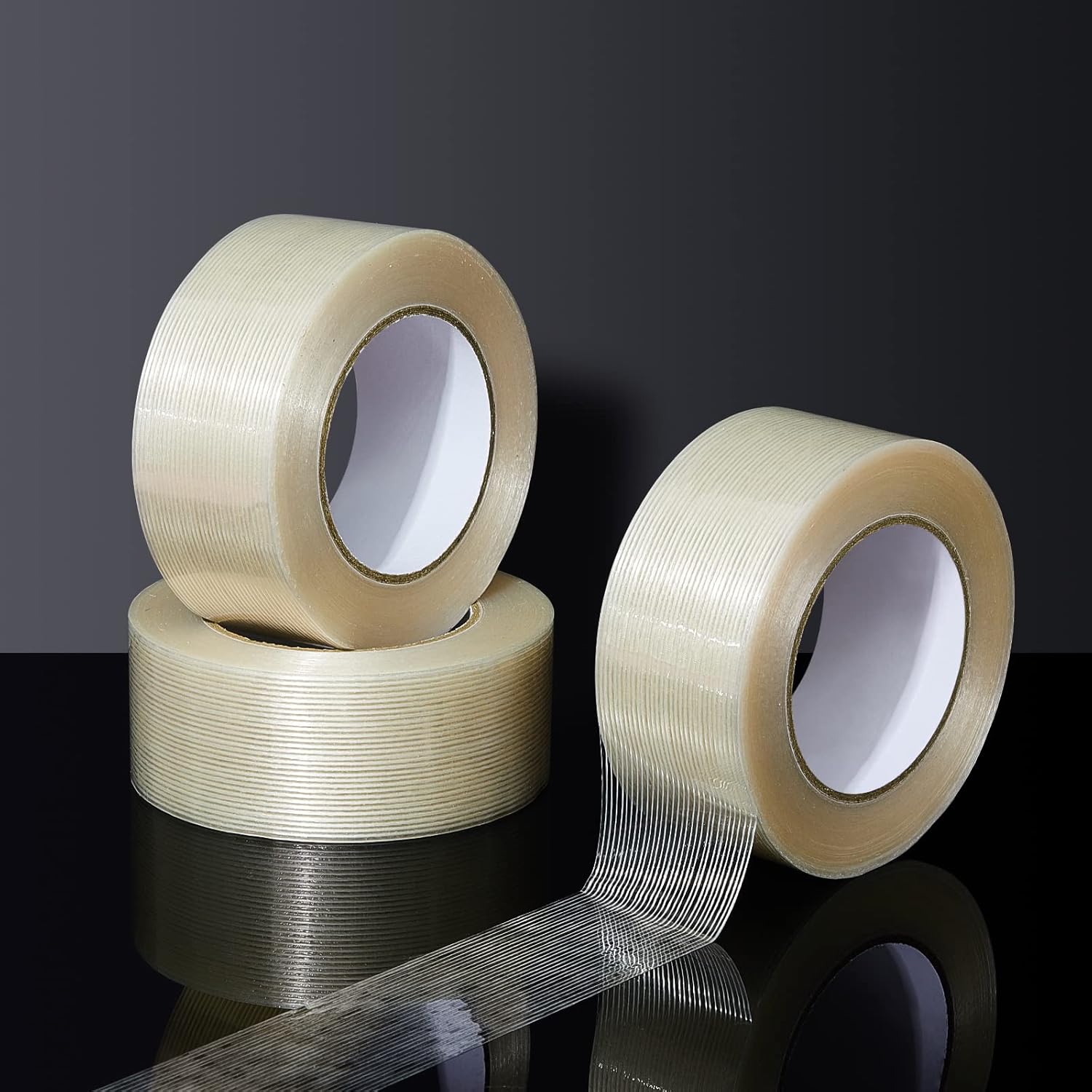 12 Rolls Filament Strapping Tape 5.7 Mil Heavy Duty Transparent Reinforced Fiberglass for Packaging Sealing Binding Fixing Supplies(2 Inch x 55 Yard)  2 Yard - Image 5