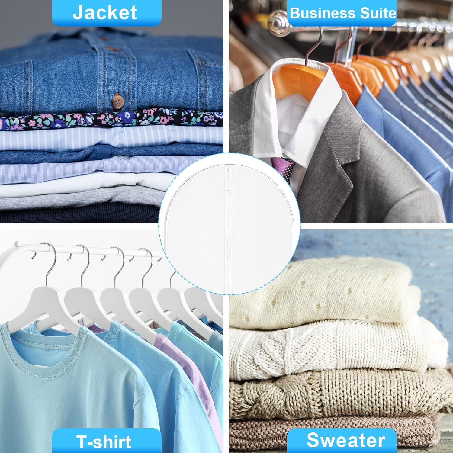 100 Pcs 24'' x 32'' Clear Garment Bags Full Zipper Suit Lightweight Clothes Cover for Hanging PEVA Protectors Breathable Dust Plastic - Image 4