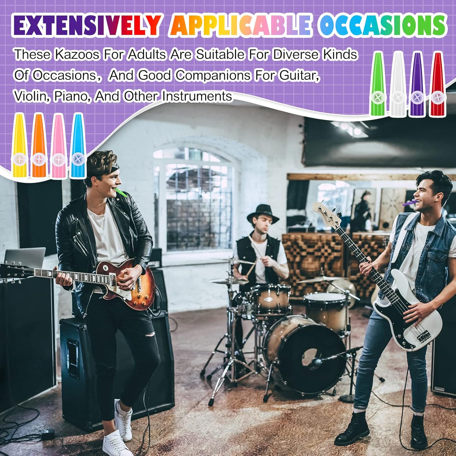72 Pcs 8 Colors Plastic Kazoos Bulk Kazoo Musical Instruments for Party Favors Music Classroom and Events Gifts Bag Fillers Teacher Prizes Birthday Anniversary Christmas - Image 5