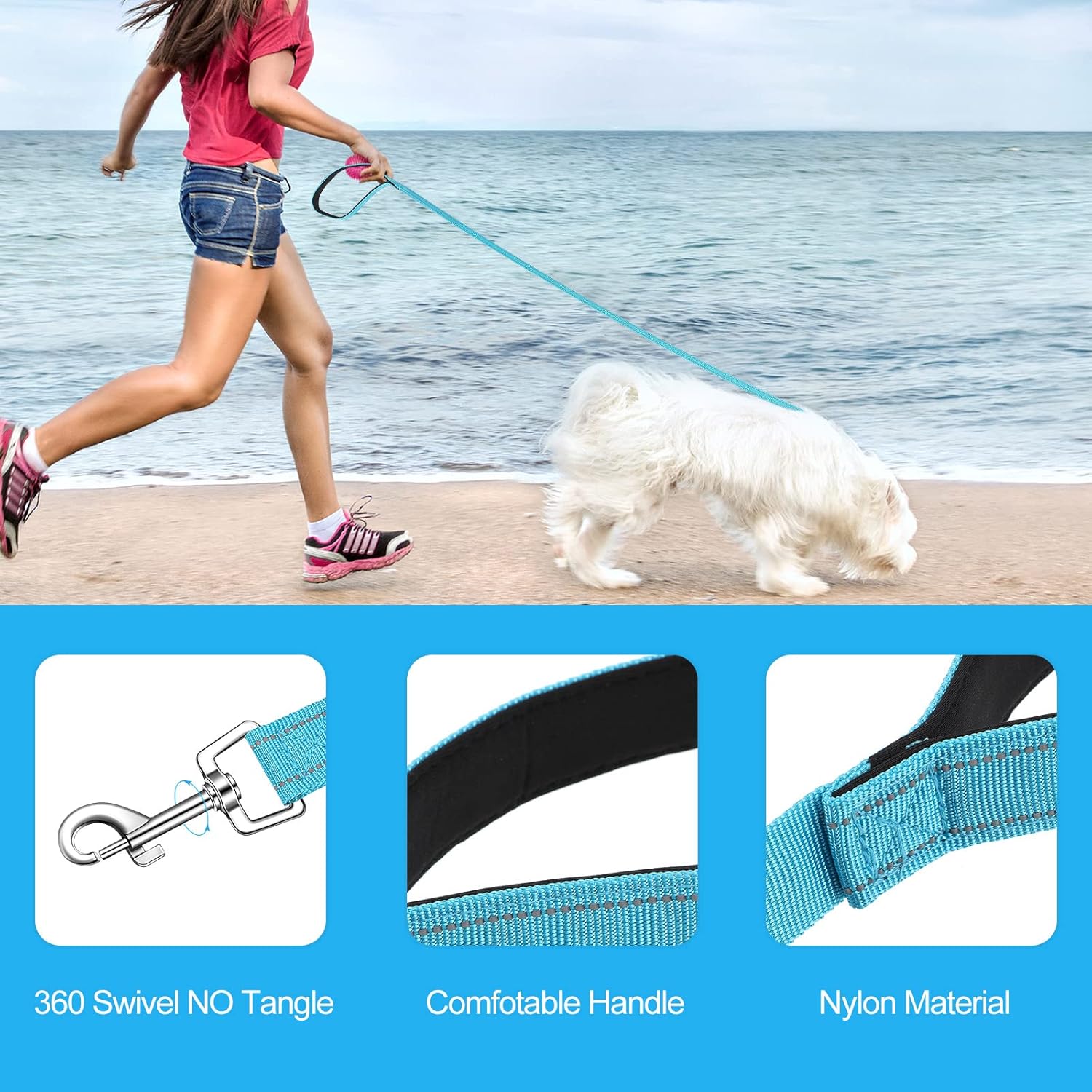 12 Pack Dog Leash Bulk, Double Sided Reflective, Nylon Leashes with Padded Handle for Small, Medium, and Large Dogs, 5 Feet Long, Puppy Walking Training - Image 2