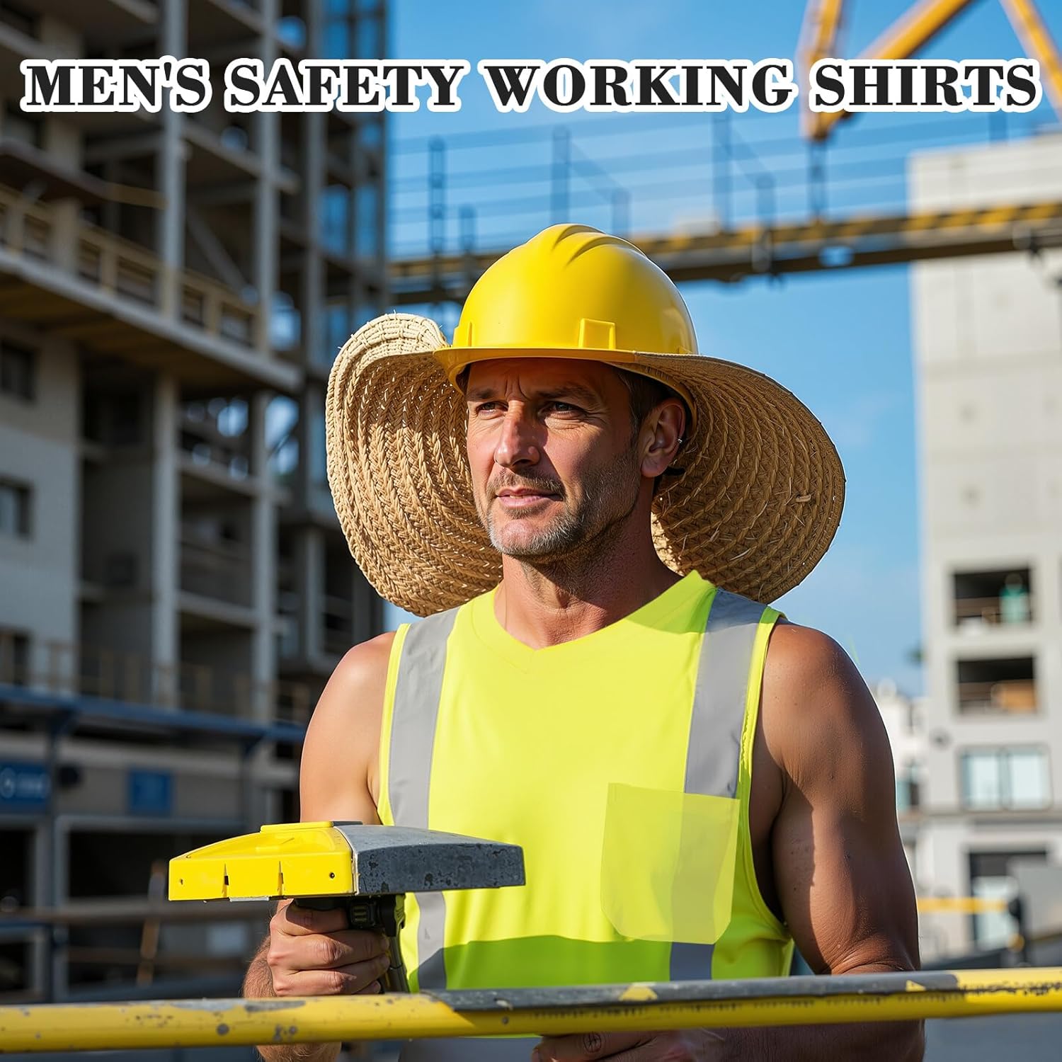 4 Pcs Hi Vis Sleeveless Reflective Shirt for Men Class 2 Construction Work Shirts with Pockets Women Lime 3X-Large - Image 6