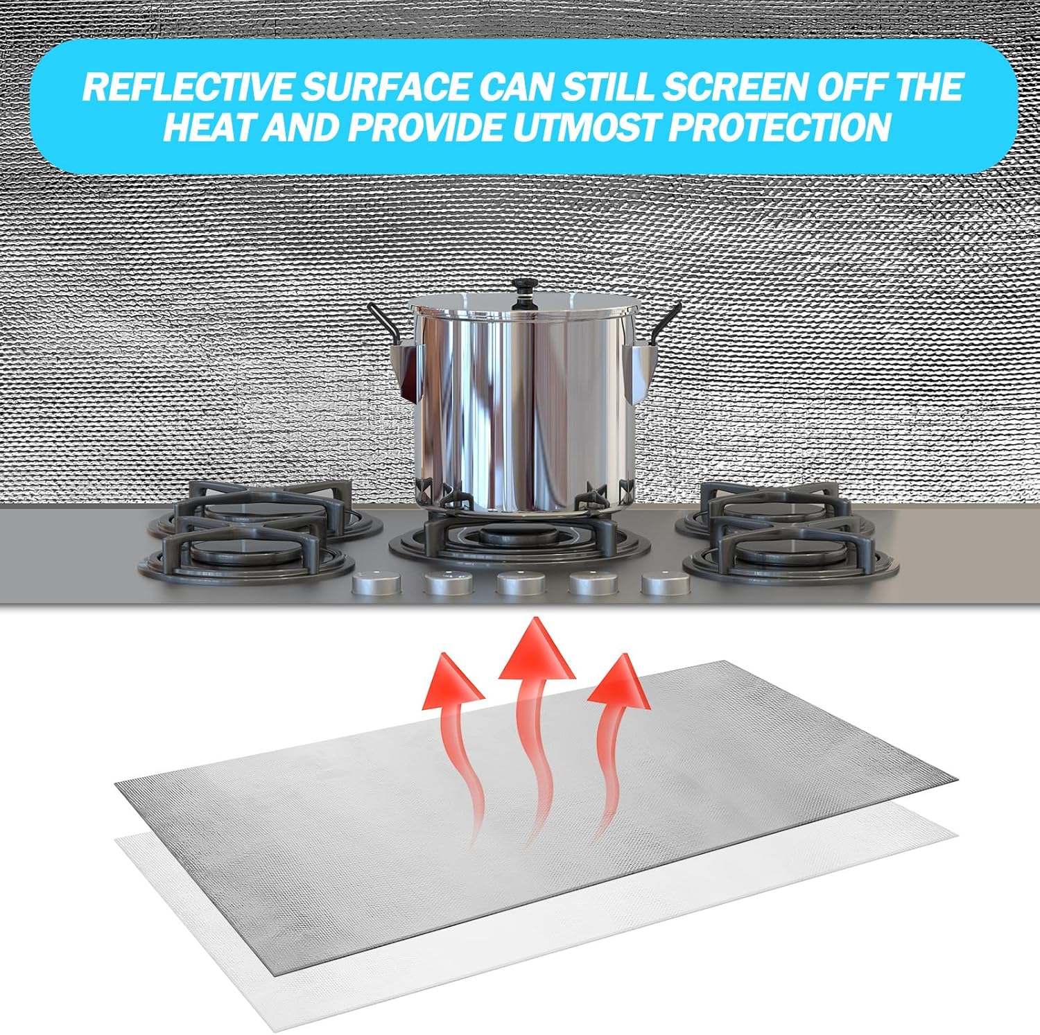 2 Pcs 24'' x 48'' Aluminized Heat Shield Thermal Barrier Adhesive Backed Blanket Wrap Fiberglass Insulation Reflective Material High Temp Protection for Exhaust Wood Fireplace Stove - Image 4