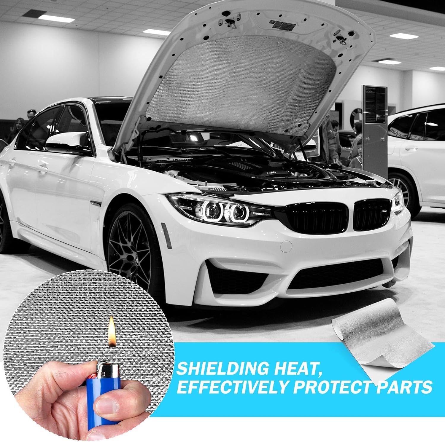 2 Pcs 24'' x 48'' Aluminized Heat Shield Thermal Barrier Adhesive Backed Blanket Wrap Fiberglass Insulation Reflective Material High Temp Protection for Exhaust Wood Fireplace Stove - Image 5