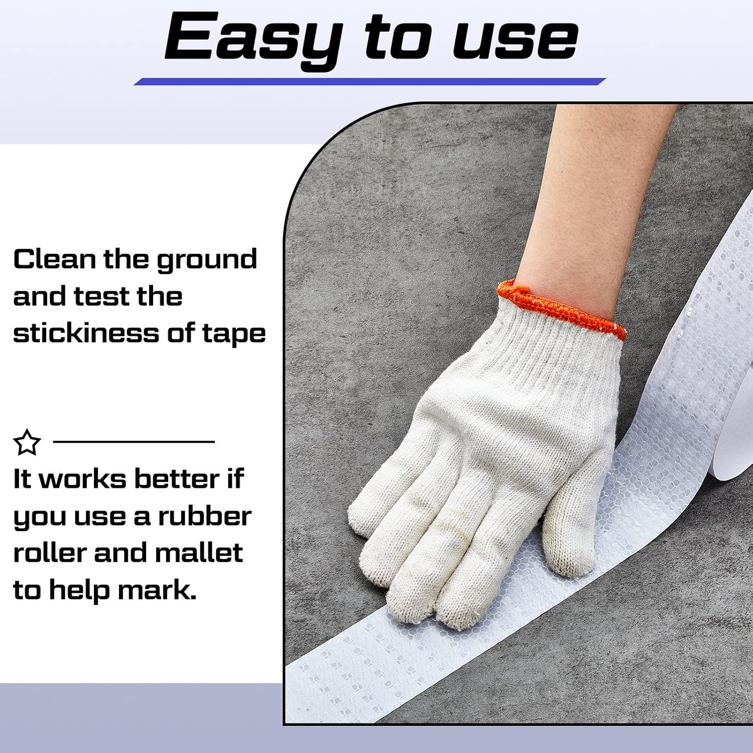 230 Ft Driveway Basketball Tape Outdoor Court Adhesive Marking Lines for Tennis Badminton Parking Floor Pavement Indoor, 2 in Wide (White, PVC) White - Image 7