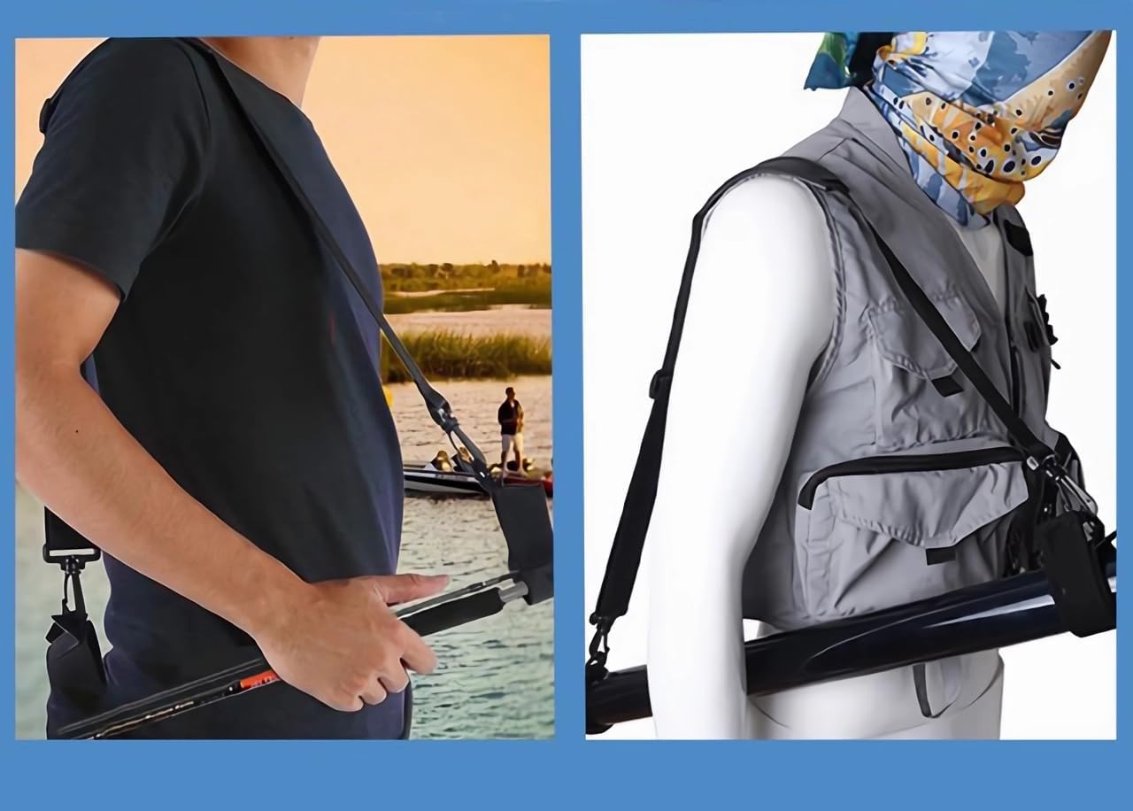 Fishing Rod Carry Strap，Sling Band Adjustable Shoulder Belt Tackle Holder，Nylon (2) - Image 7