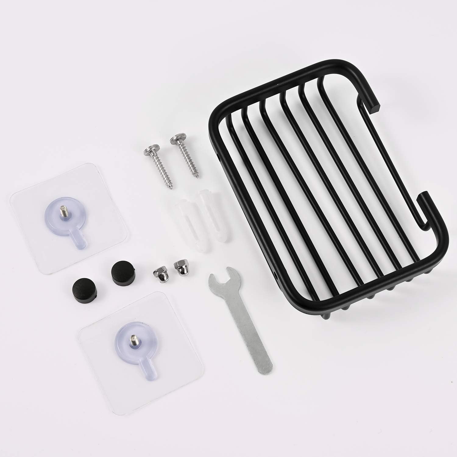 Soap Dish,Premium Dish for Shower, Space Aluminum Wall Mounted Bar Holder Bathroom Shower Kitchen Wall, Drilling Installation or Directly Paste Black 5׳.5ױinch - Image 6