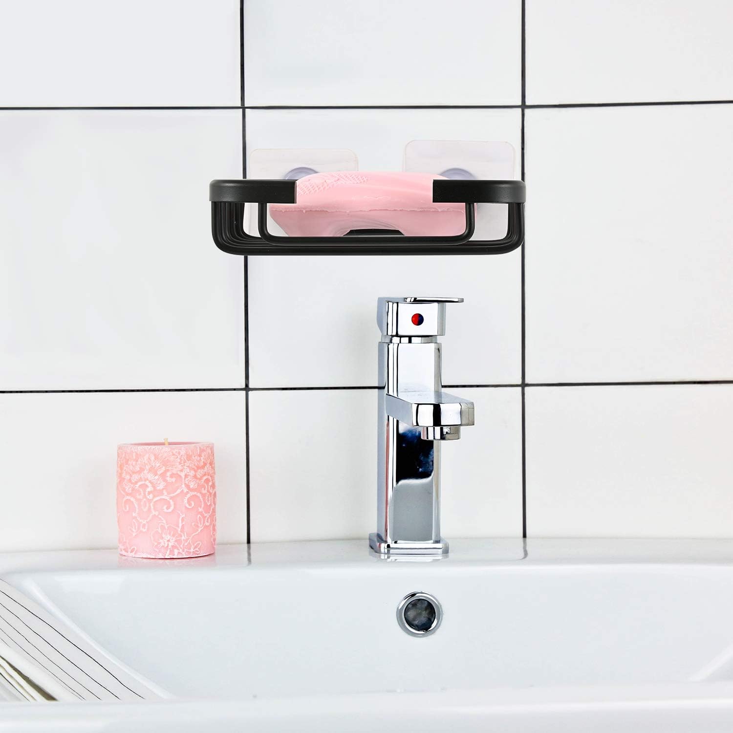 Soap Dish,Premium Dish for Shower, Space Aluminum Wall Mounted Bar Holder Bathroom Shower Kitchen Wall, Drilling Installation or Directly Paste Black 5׳.5ױinch - Image 8