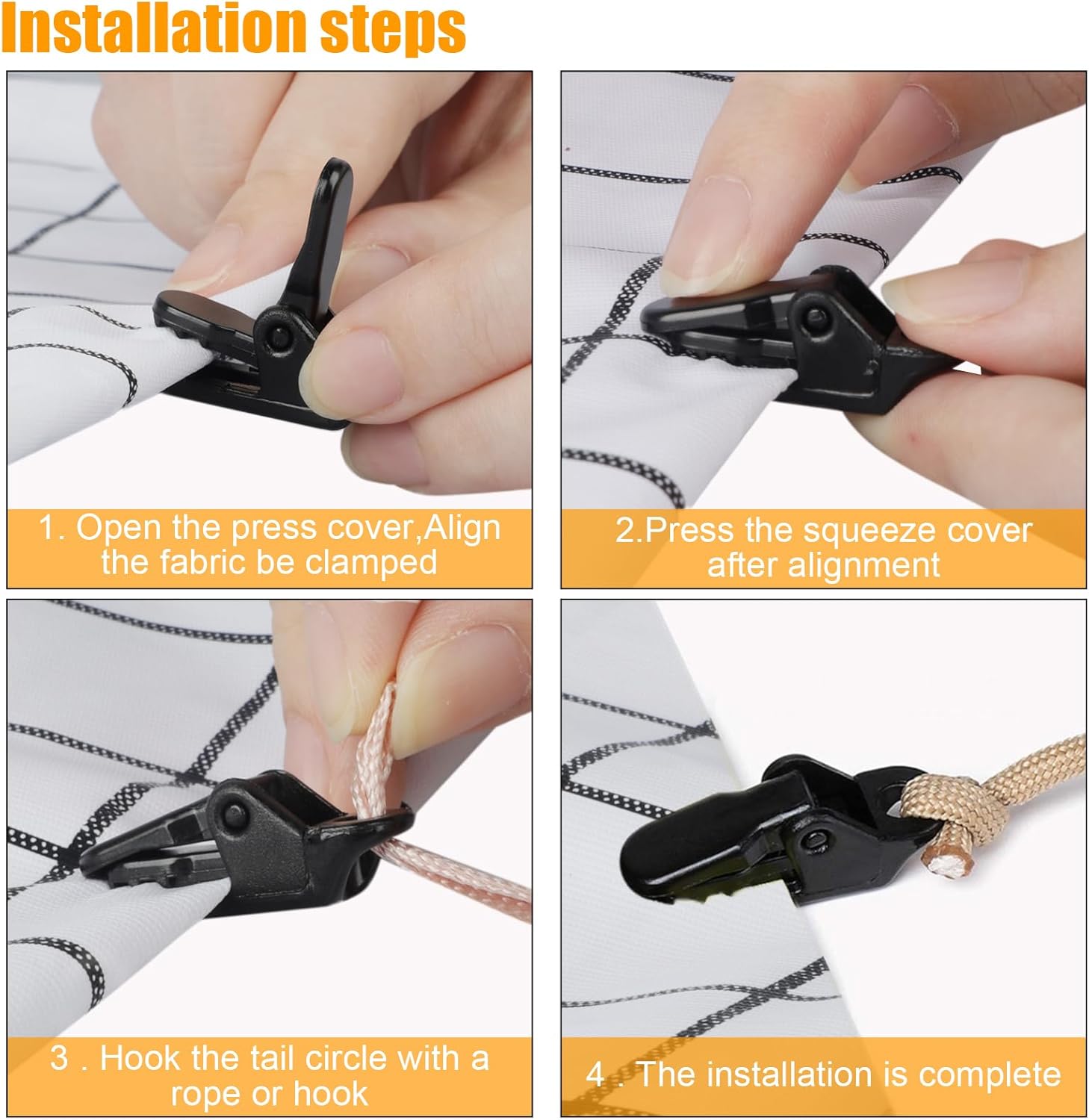 25Pcs Mini Small Camping Tent Tarp Clips, Plastic Crocodile Clip, Windproof Snaps, Awning Clamp for Tarp, Harks - Black - Image 7