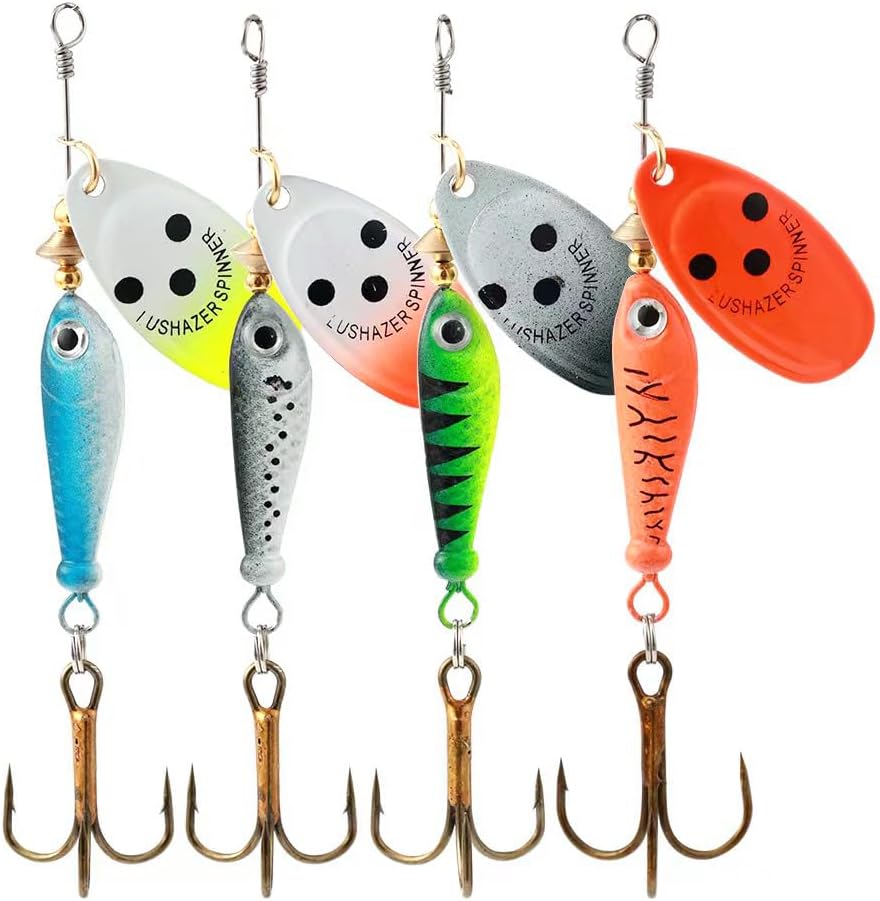 4Pcs Fishing Lure Spinner Baits, Bait Bionic Hard Baits,Metal Rotating Sequin baits for Bass, Trout, Walleye, Northern Pike and Salmon  0.63oz - Image 1
