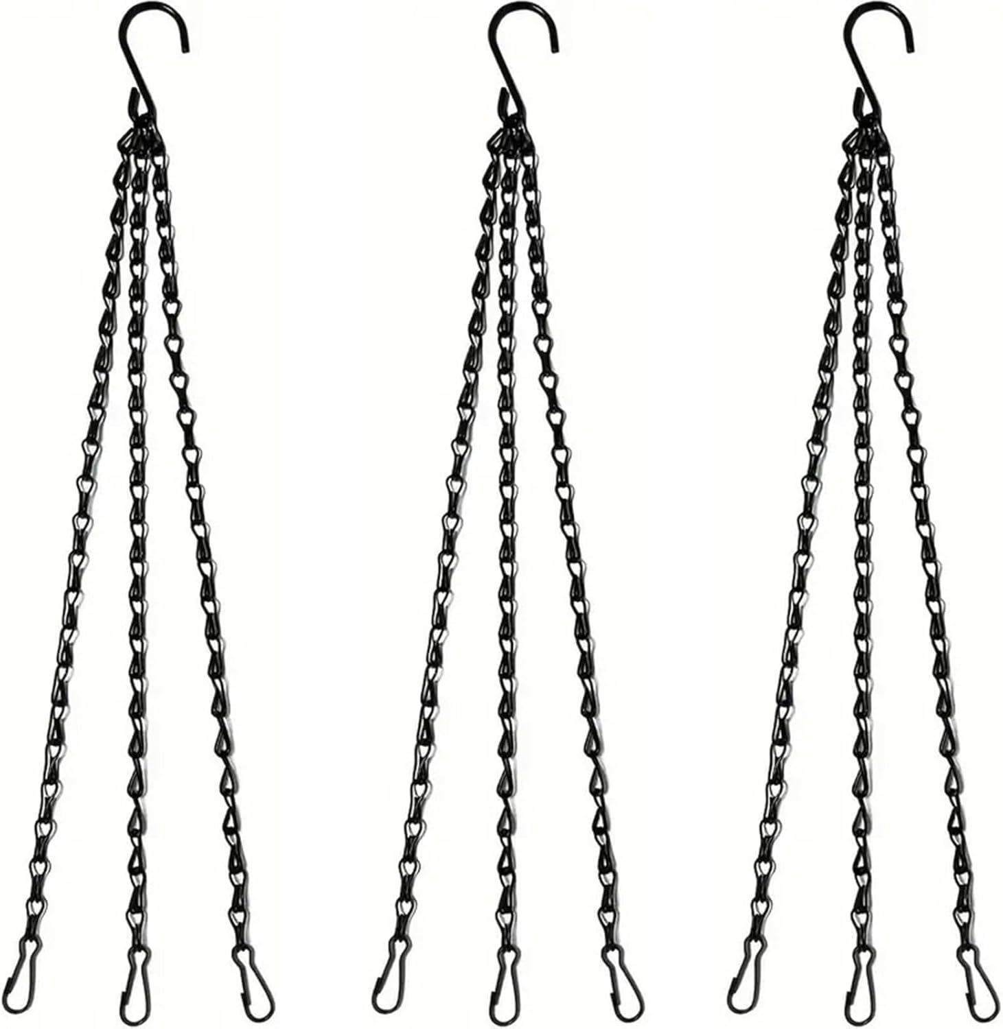 Hanging Basket Chain, 3 Sets Plant Hanger Metal Chains with Clips for Flower Pots, Planters, Bird Cage, Lanterns(Black) (Clips) - Image 1