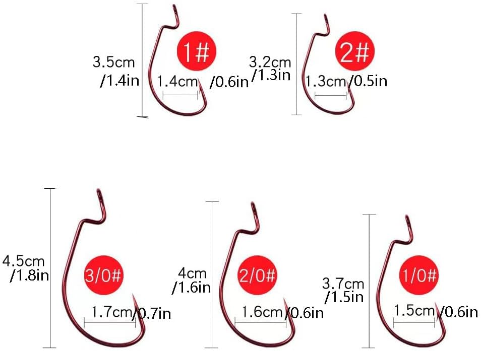 50Pcs Premium Fishing Hooks Set - High Carbon Steel, Ultra Sharp, All-in-One Box for Bass Trout Freshwater Saltwater（Red - Image 6