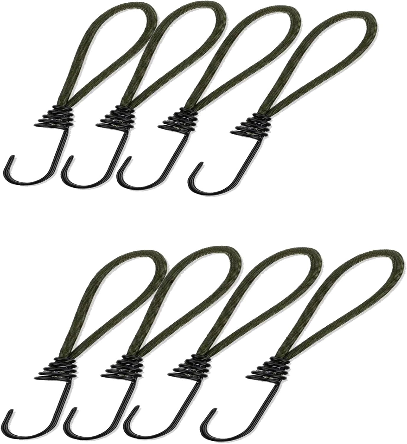 8PCS Bungee Cords with Hooks, Mini Cords, Rubber Short Straps,for Camping Trucks Car Awning Cover Canopies Pool (Blackish Green) Blackish Green - Image 1