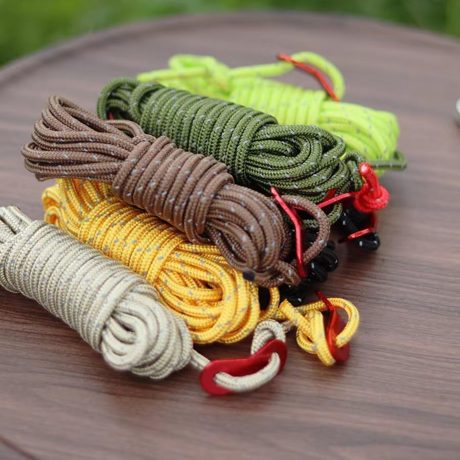 4Pack Duty Camping Rope - 4mm Outdoor Reflective Guy Lines with Tensioner Adjuster Strong Nylon Cord for Tent Tarp, Canopy Shelter, Camping, Hiking, Backpacking Black - Image 2