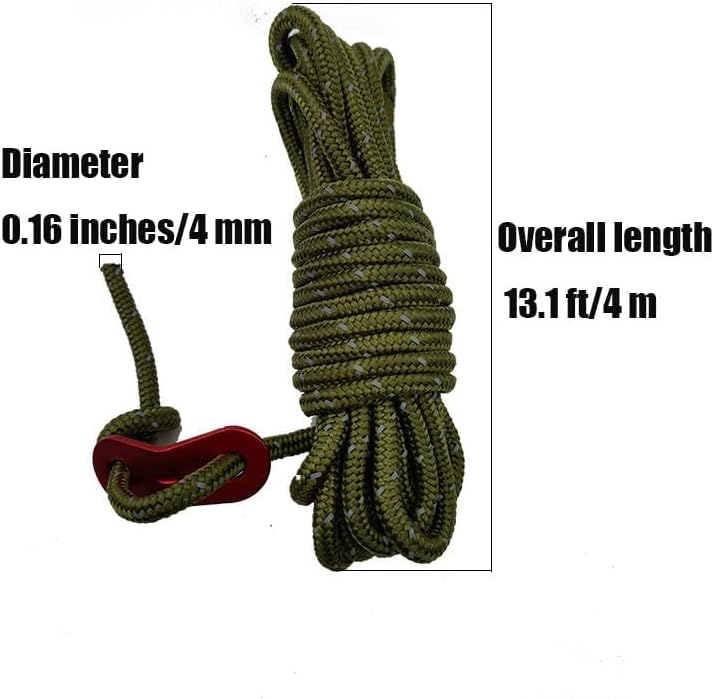4Pack Duty Camping Rope - 4mm Outdoor Reflective Guy Lines with Tensioner Adjuster Strong Nylon Cord for Tent Tarp, Canopy Shelter, Camping, Hiking, Backpacking Black - Image 3