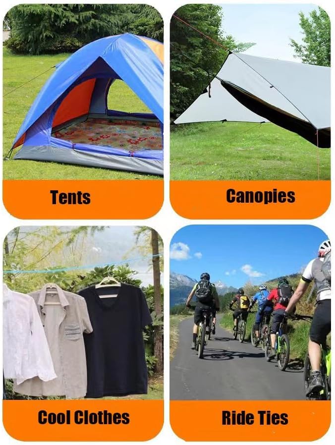 4Pack Duty Camping Rope - 4mm Outdoor Reflective Guy Lines with Tensioner Adjuster Strong Nylon Cord for Tent Tarp, Canopy Shelter, Camping, Hiking, Backpacking Black - Image 7