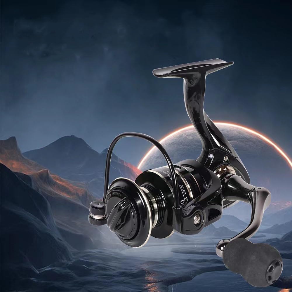 Spinning Reel, Fishing Reel,NX2000-NX7000 Series, Right/Left Handle, EVA Grip, Corrosion-Resistant, Aluminum Spool, Black - Image 2