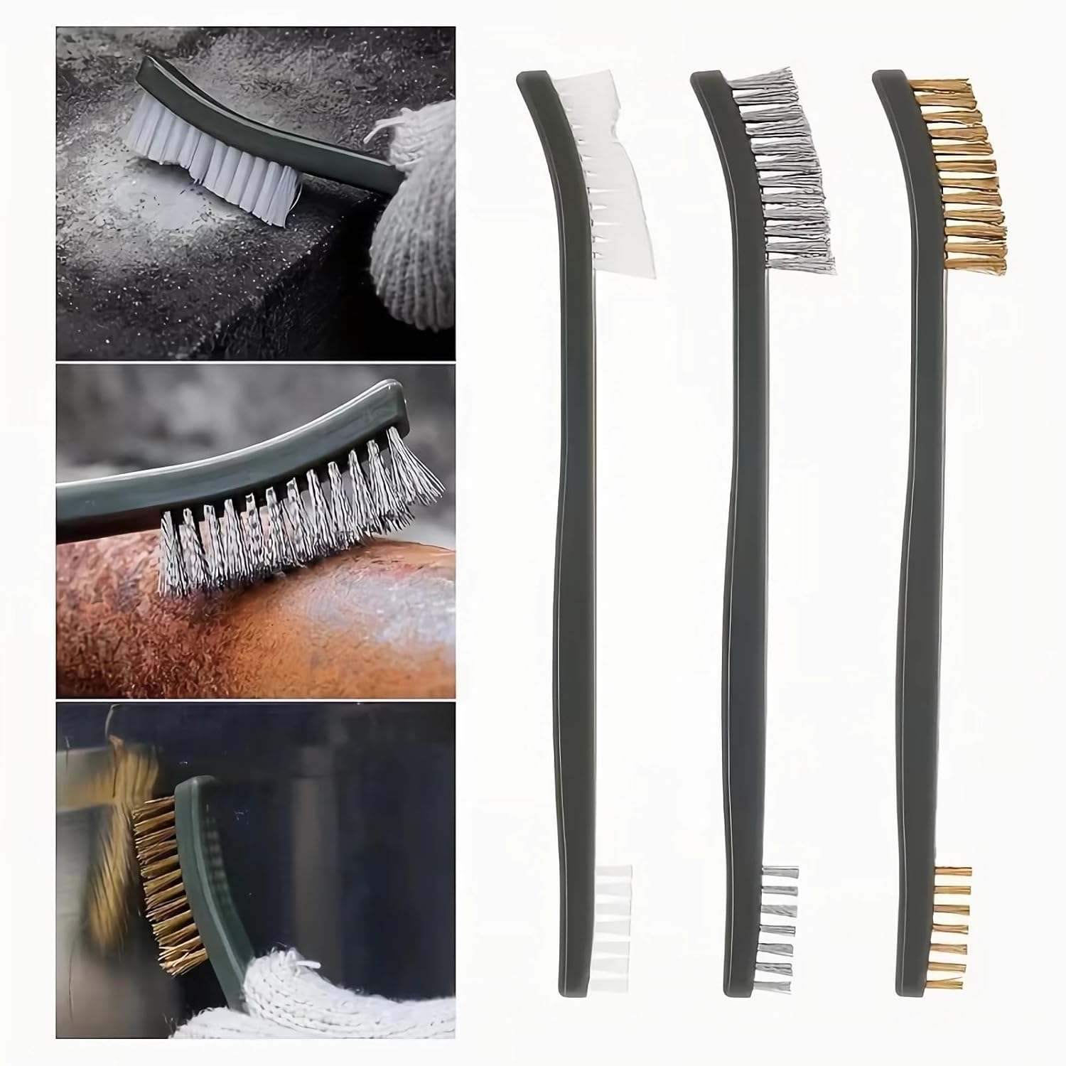 6Pc Mini Wire Brush Set, Steel Brass Nylon Cleaning Polishing Metal Rust Tools, Suitable for Paint Dirt - Image 5
