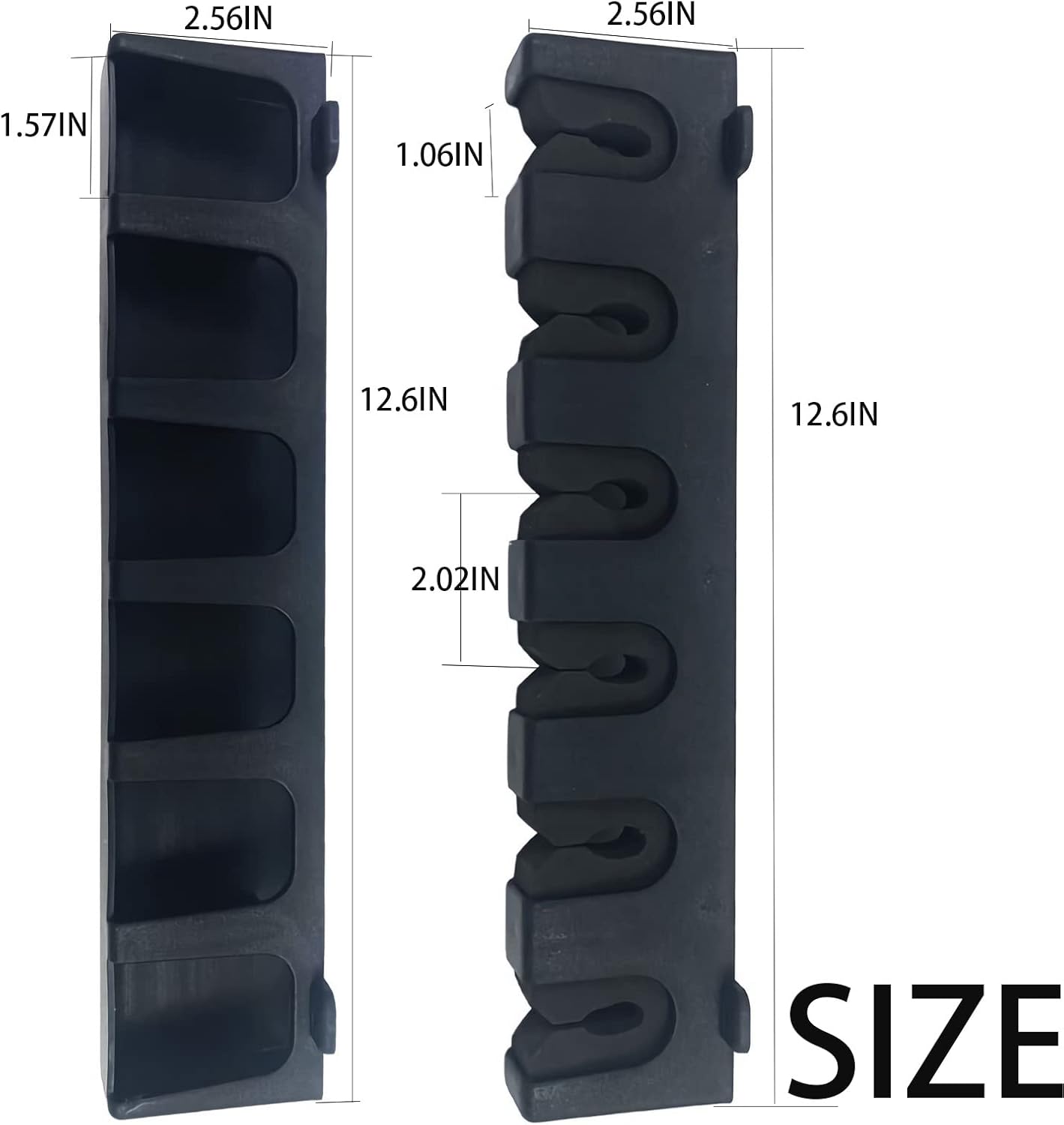 Vertica Fishing Rod Holders, Wall-Mounted – Racks, Pole Holders,Fishing Rack,Store 6 Rods or Combos in 12.6 Inches, for Garage & Boat, 1 Pair Black (Vertica) - Image 2