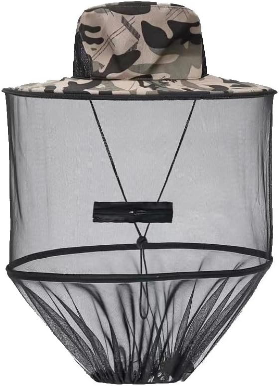 1Pack Anti-Mosquito Mesh Fishing Cap, Mosquito Head Net Hat with Removable Hidden Netting，for Outdoor Hiking Gardening Beekeeping - Image 1