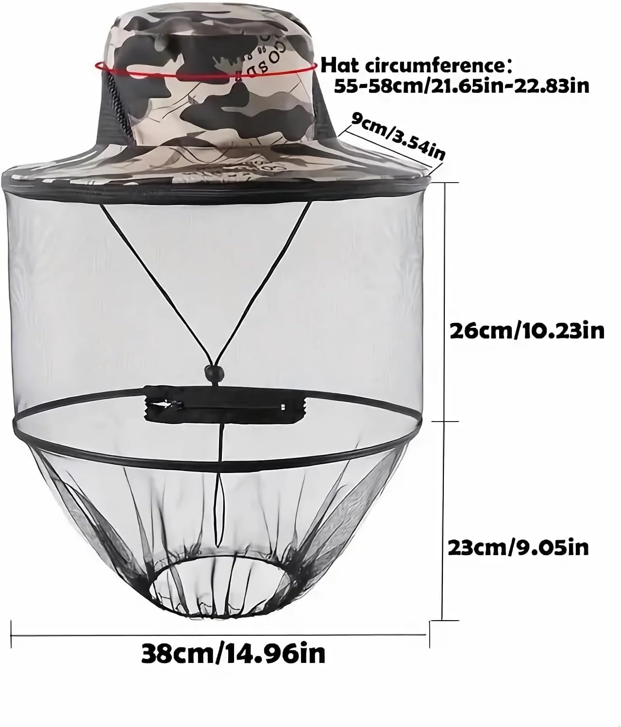1Pack Anti-Mosquito Mesh Fishing Cap, Mosquito Head Net Hat with Removable Hidden Netting，for Outdoor Hiking Gardening Beekeeping - Image 3