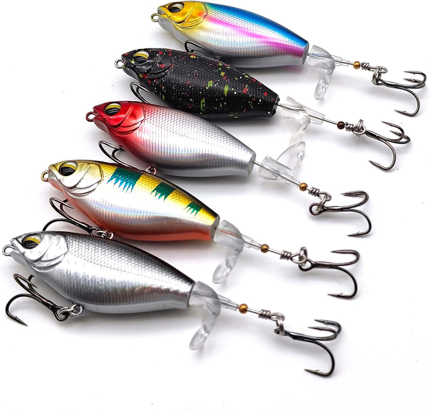 5Pcs Premium Top Water Fishing Lures, Lure for Bass with Soft Propeller Tail Catfish,Pike Perch, Bass, Lures Freshwater or Saltwater - Image 1