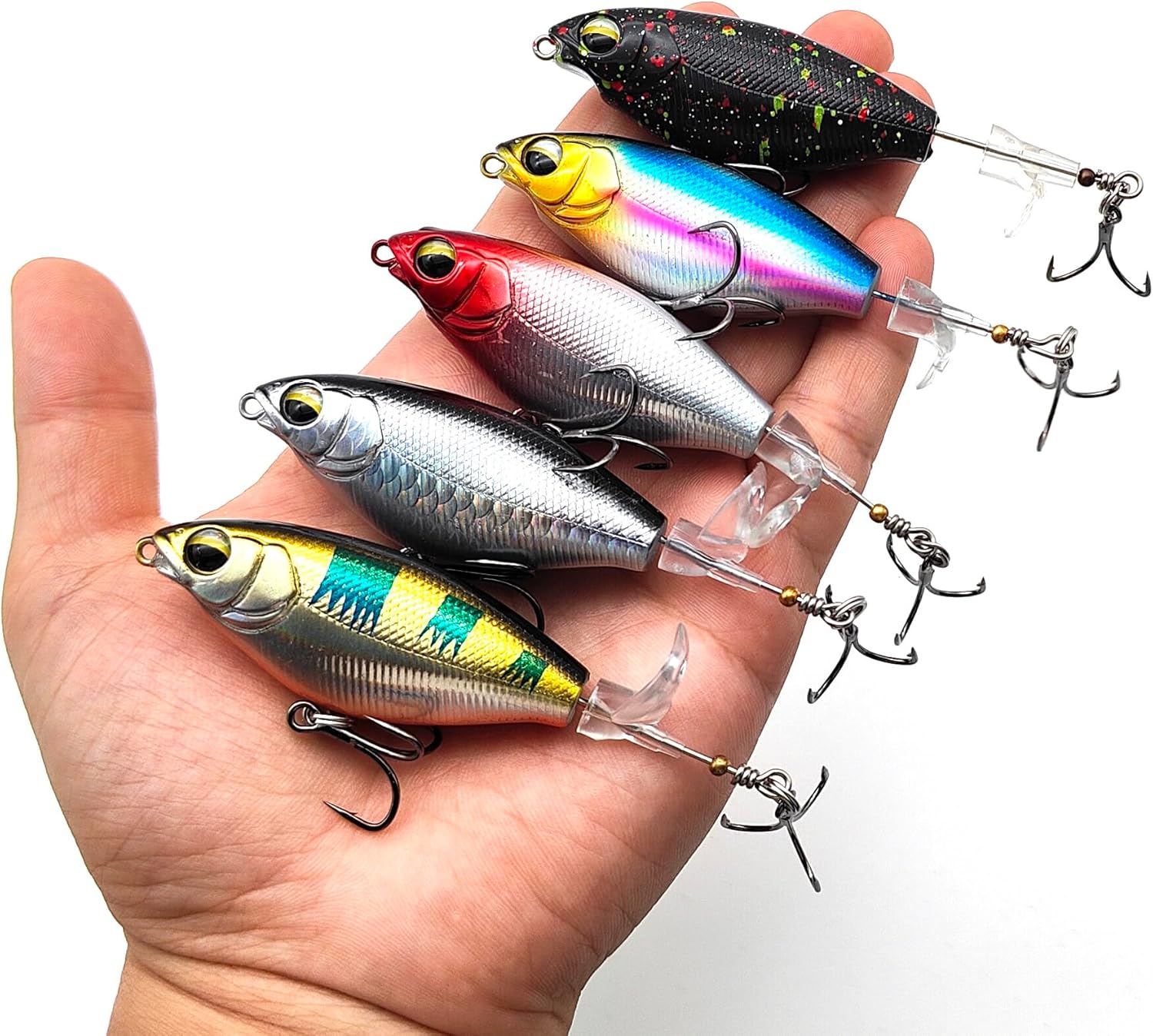 5Pcs Premium Top Water Fishing Lures, Lure for Bass with Soft Propeller Tail Catfish,Pike Perch, Bass, Lures Freshwater or Saltwater - Image 6