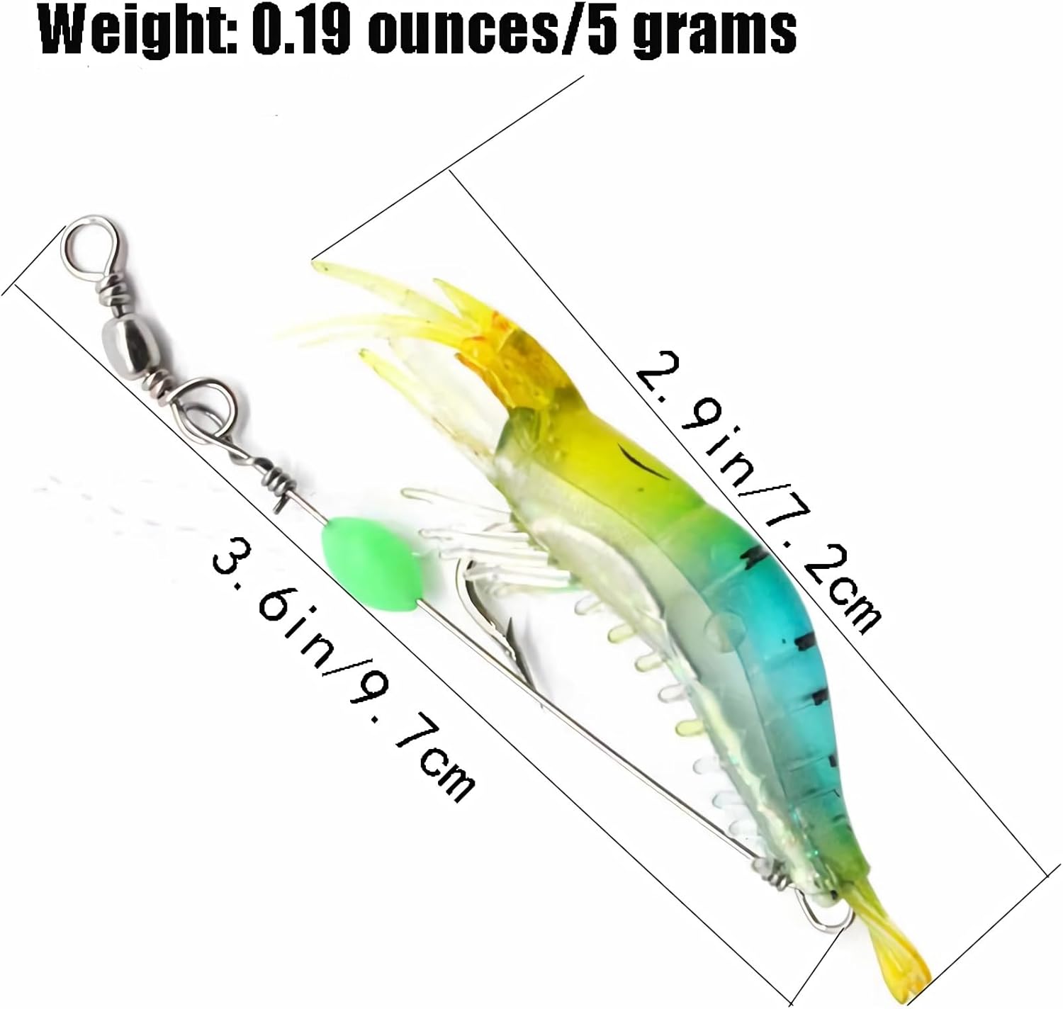 7Pcs Fishing Lures Shrimp Bait Set,Soft Bionic Lures, with Luminous Sharp Hooks for Freshwater Saltwater,Attract Bass, Trout, Catfish, Salmon - Image 4