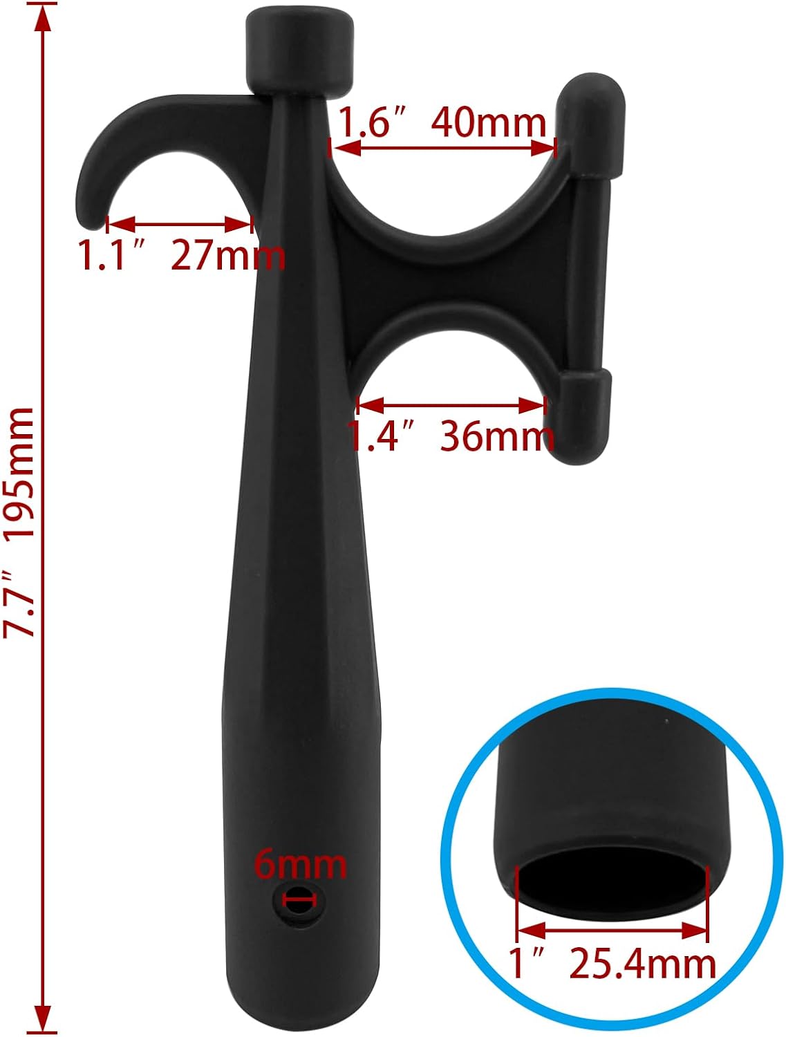 2Pcs Nylon Boat Hook Floating,Hook for Extension Pole,Unbreakable,Durable,Rust-Resistant Replacement Attachment End Mooring Yacht Kayak,Black - Image 3