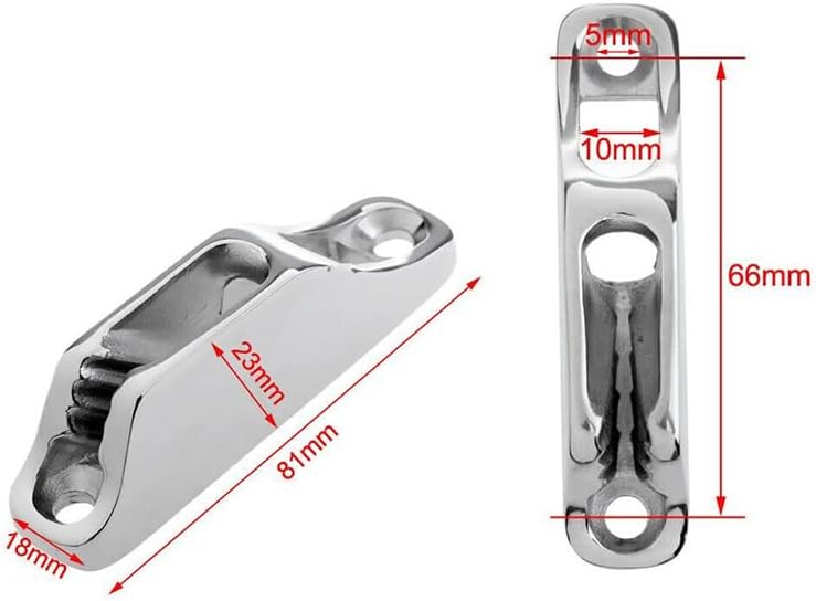 2pcs Boat Rope Clam Cleat 18 x 82mm Stainless Steel for 3 to 5mm Line fit Kayak - Image 2