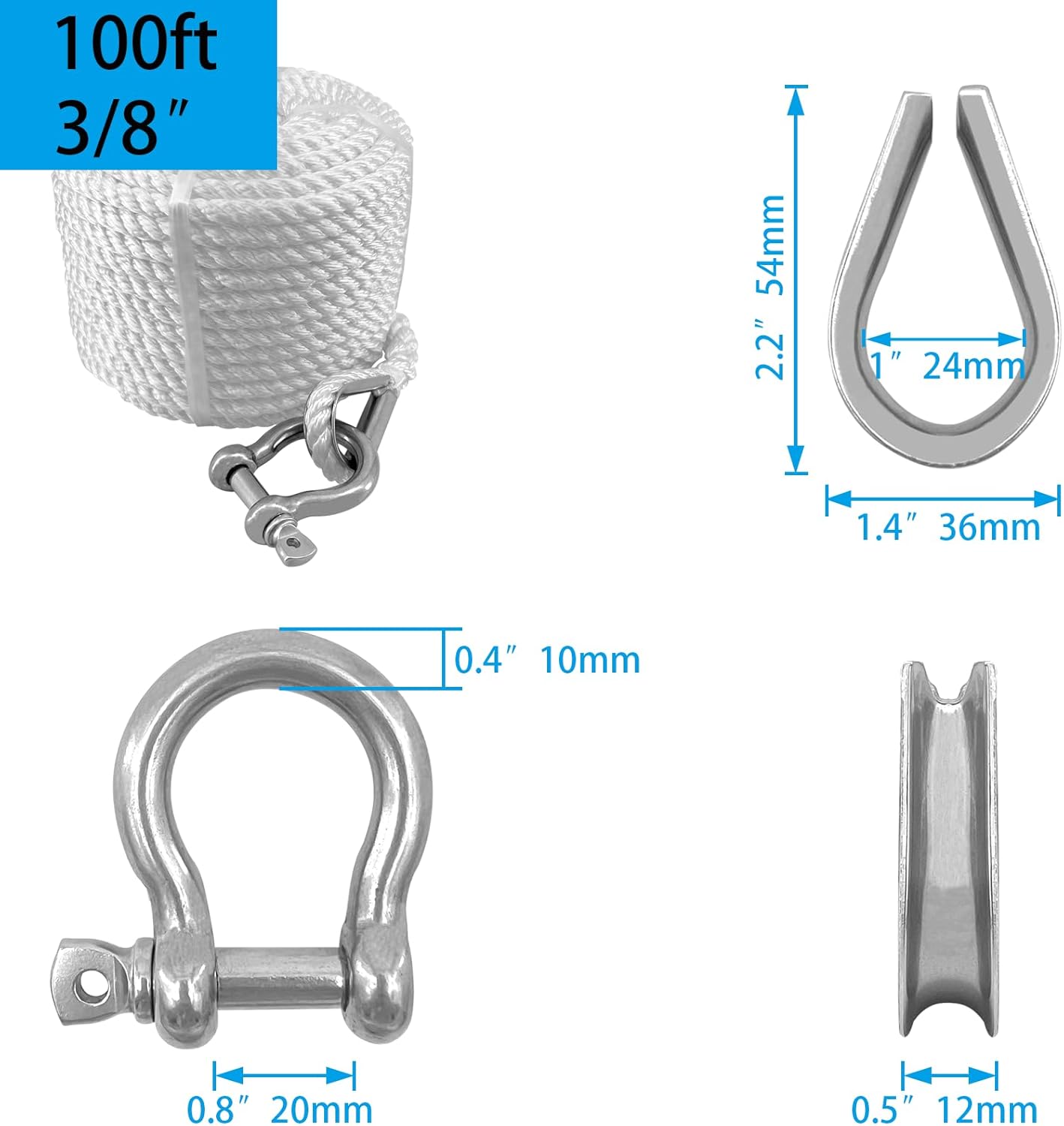 Solid Braid Nylon Anchor Rope (3/8