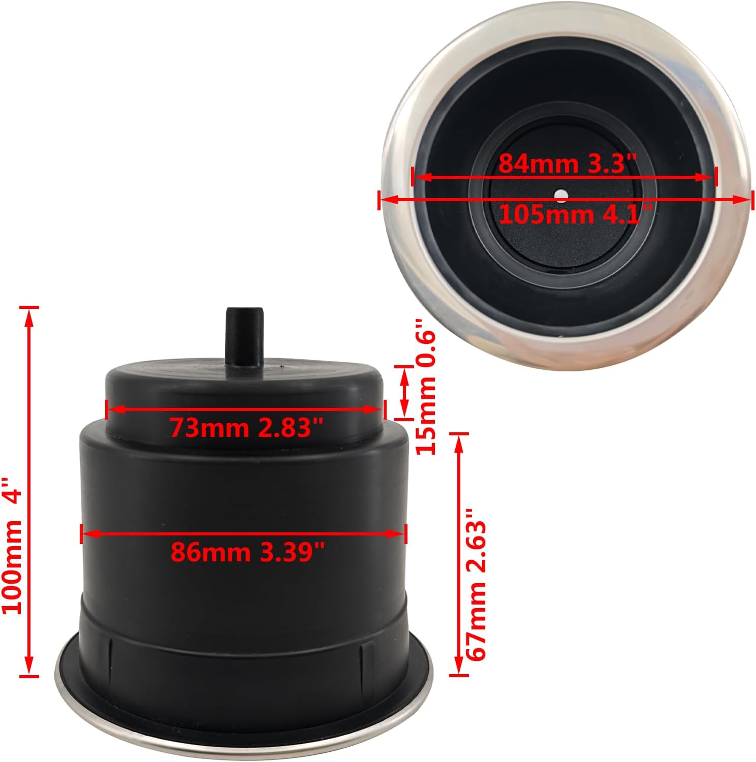 4Pcs Cup Holder Insert Plastic Universal Drop in with Drain, for RV Boat Car, Pontoon Table Sofa,Stainless Steel Edging - Image 3