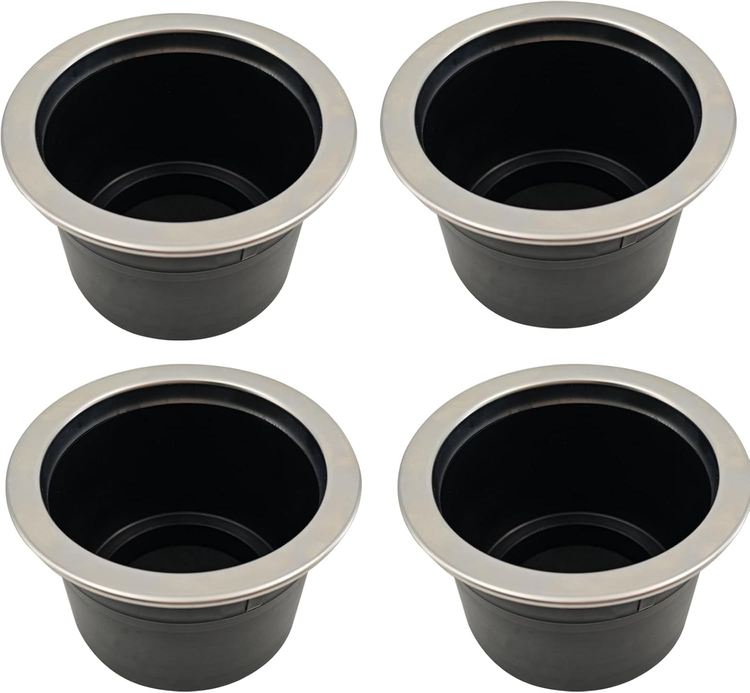 4Pcs Cup Holder Insert Plastic Universal Drop in with Drain, for RV Boat Car, Pontoon Table Sofa,Stainless Steel Edging - Image 5