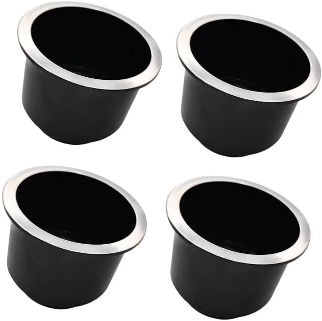 4Pcs Cup Holder Insert Plastic Universal Drop in Chrome with Drain, for RV Boat Car, Pontoon Table Sofa - Image 3