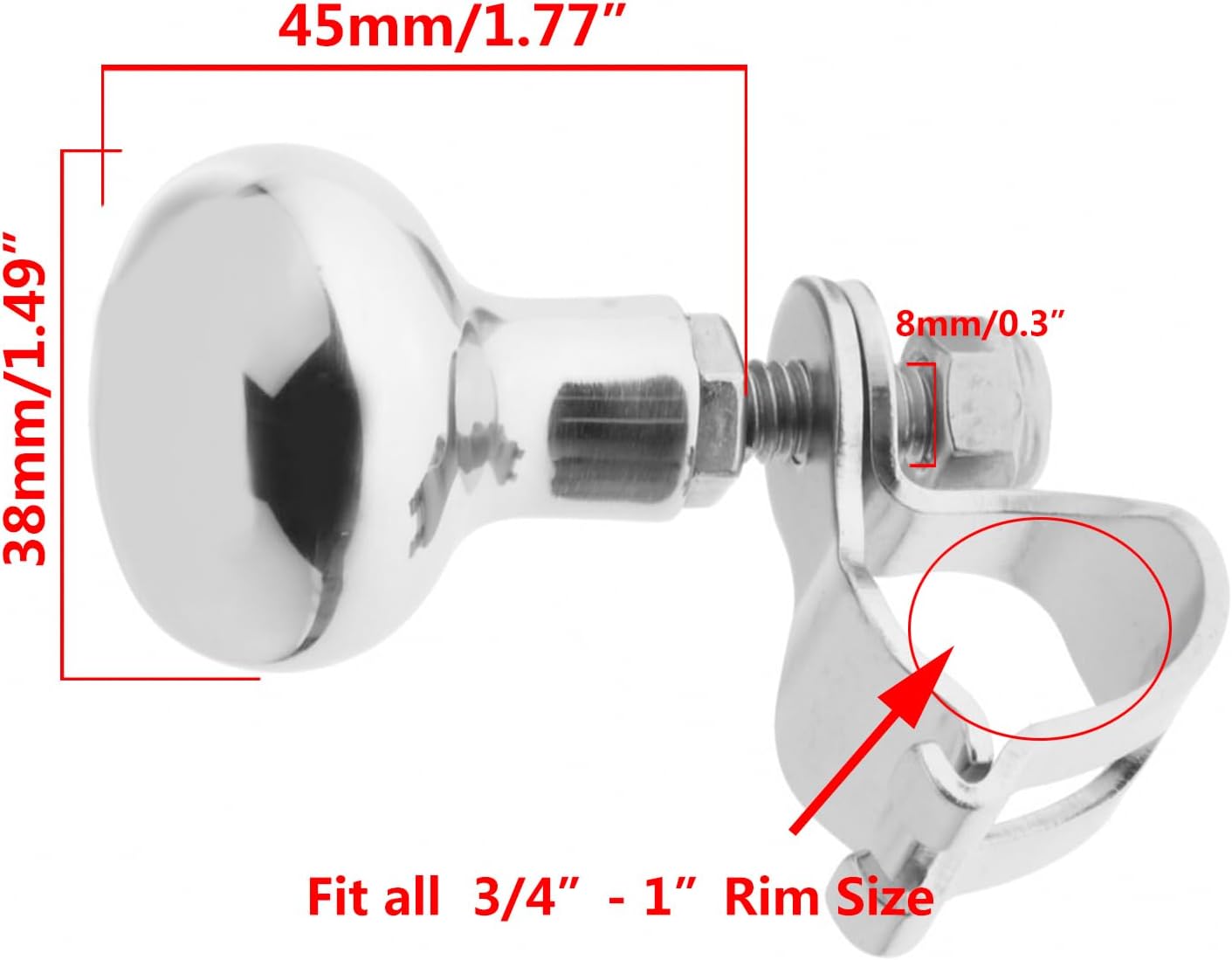 316 Stainless Steel Boat Steering Wheel Knob, Maneuvering Knob Dia. from 5/8'' to 1'' - Image 2
