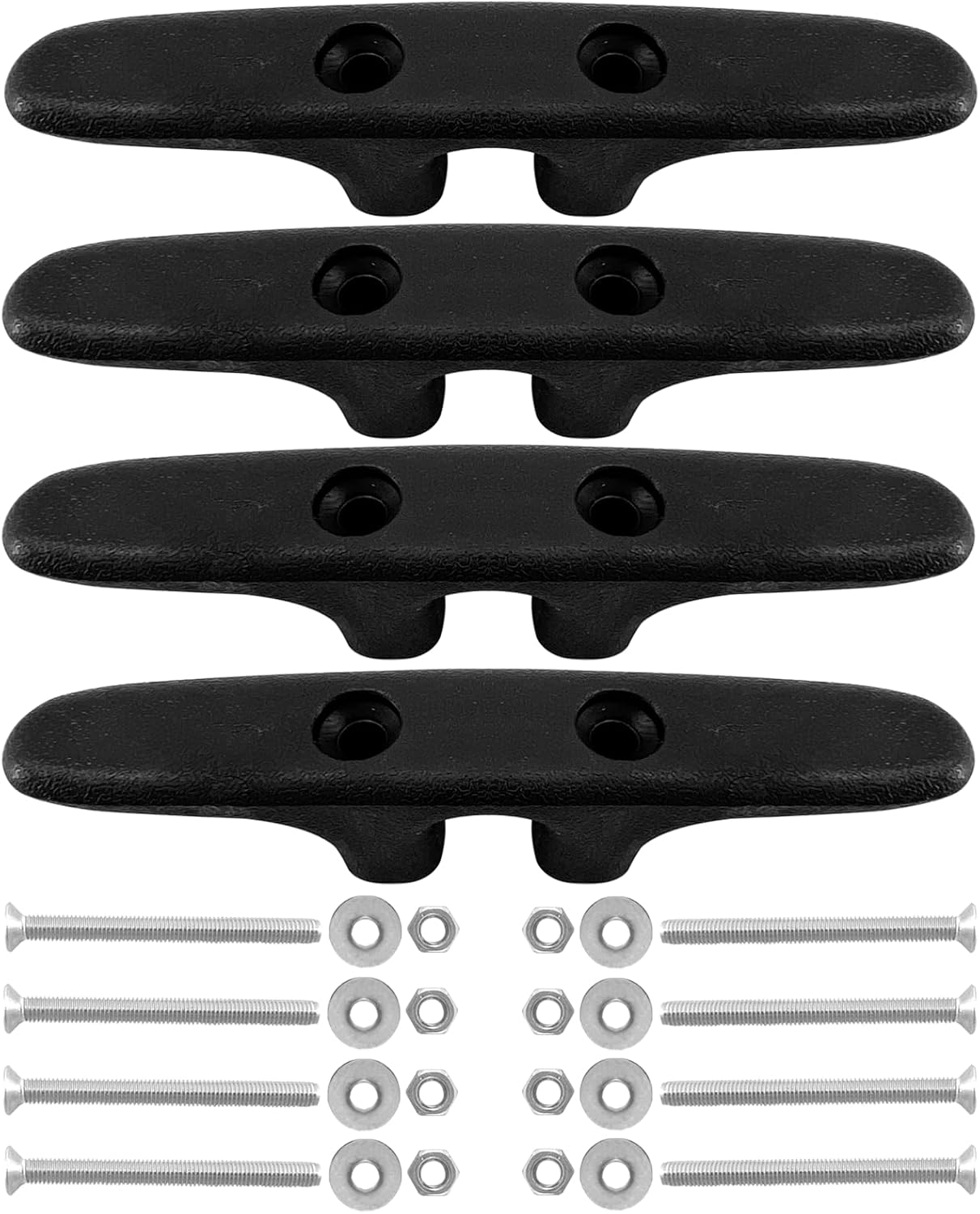 MARINRE 4 PCS Marine Black Nylon Cleat Open Base 4-1/2 in Heavy-Duty Boat Deck and Anchor Line w/Finish - Image 1