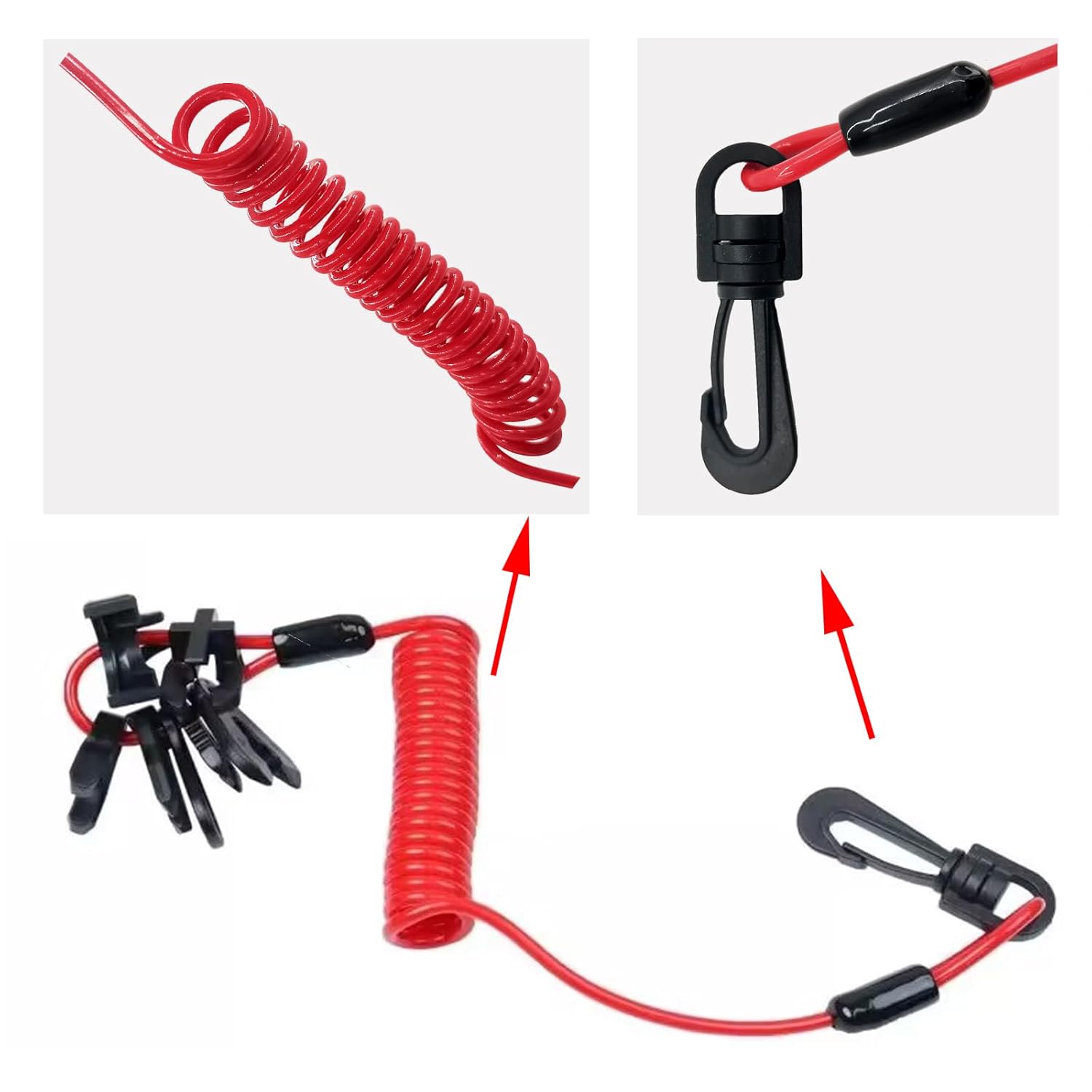Universal Boat Kill Switch Key Set, Safety Stop Connector Lanyard Cord Replacement for Mercury, Yamaha, Honda, Tohatsu, Johnson, Evinrude, Suzuki - Image 2