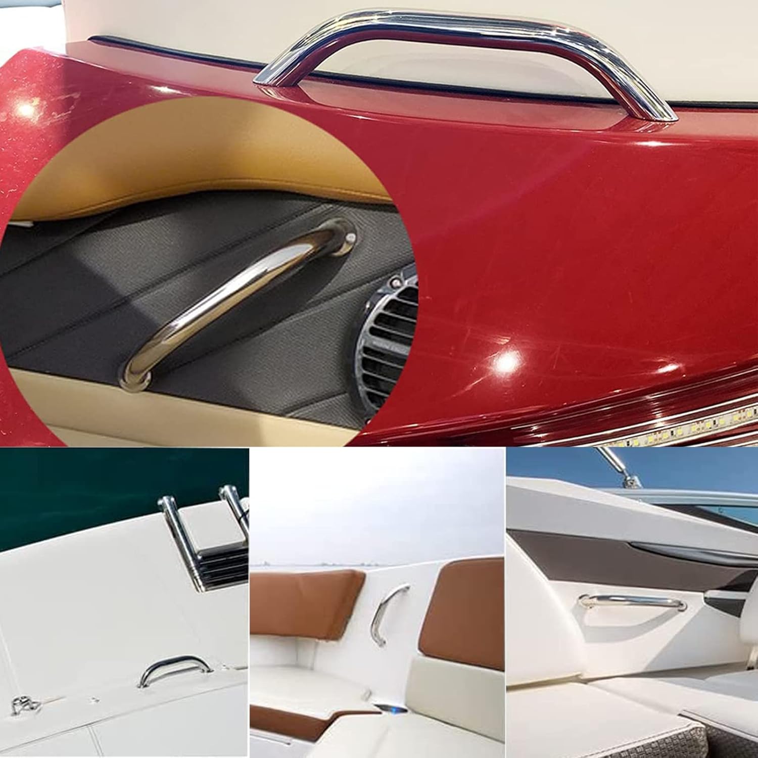 2PCS Boat 316 Stainless Steel 8-3/4'' Polished Grab Handle Oval Tube Bar Handrail for Marine Yacht RV - Image 7