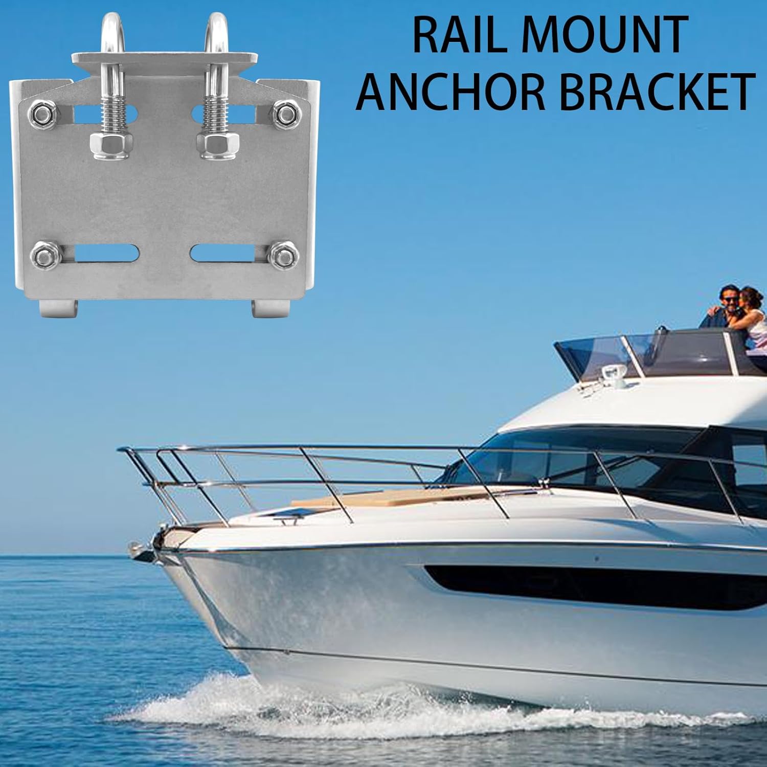 Stainless Steel Horizontal Stanchion Rail Mount Anchor Bracket, Fluke Bracket Rugged Durable High Hardness (Fits 7/8