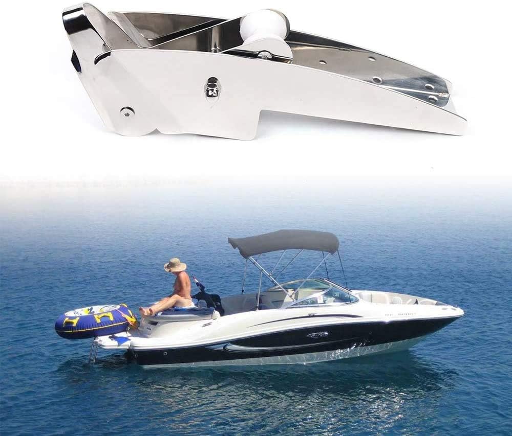 AISI 316 Stainless Steel Hinged Self-Launching Bow Anchor Roller with pivoting Dual-Roller 16.5'' for Marine Yacht Docking Accessories - Image 7