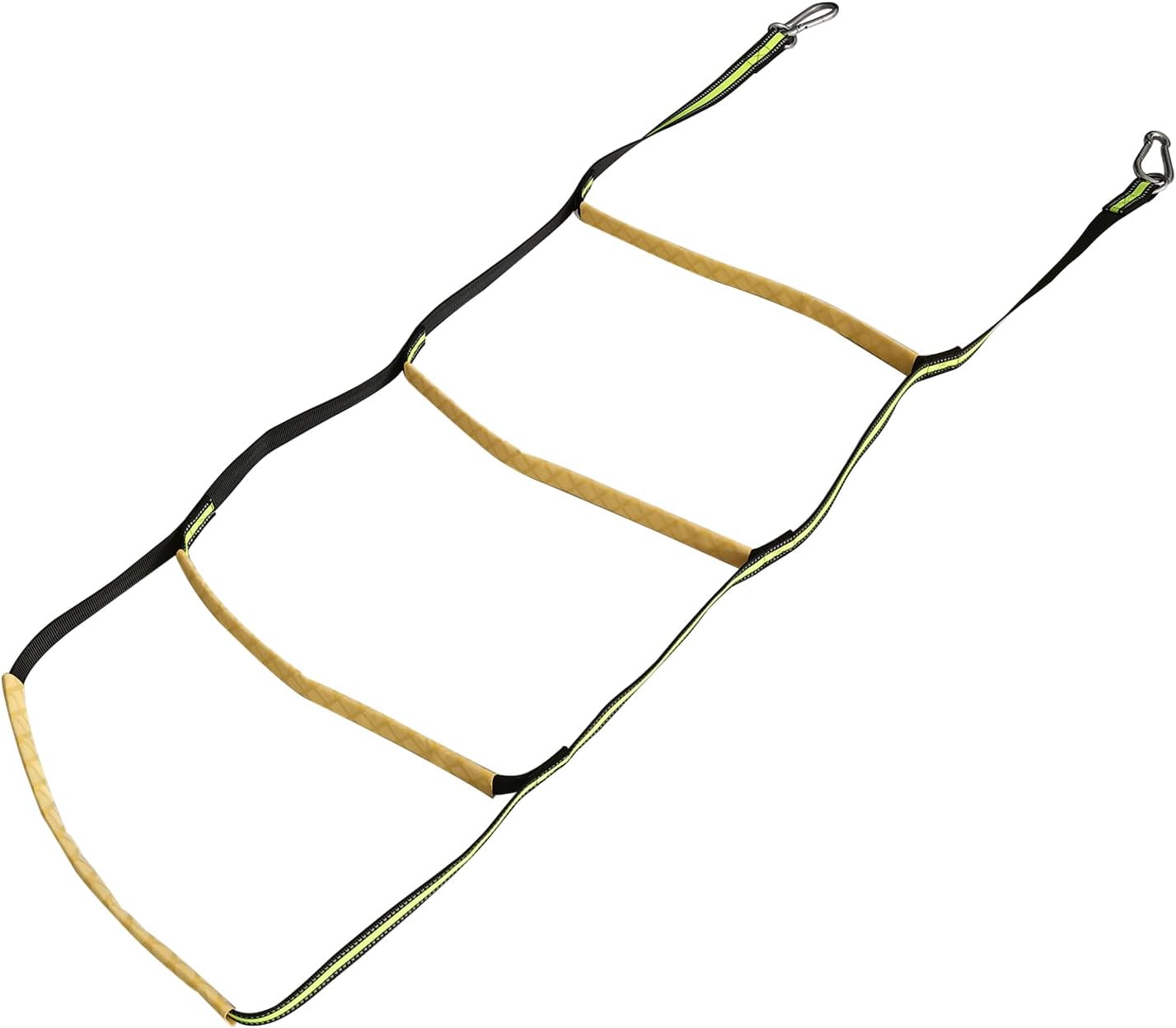4 Step Boat Rope Ladder, Green and Yellow, Nylon Stainless Steel, 400 lb Load Capacity - Image 3