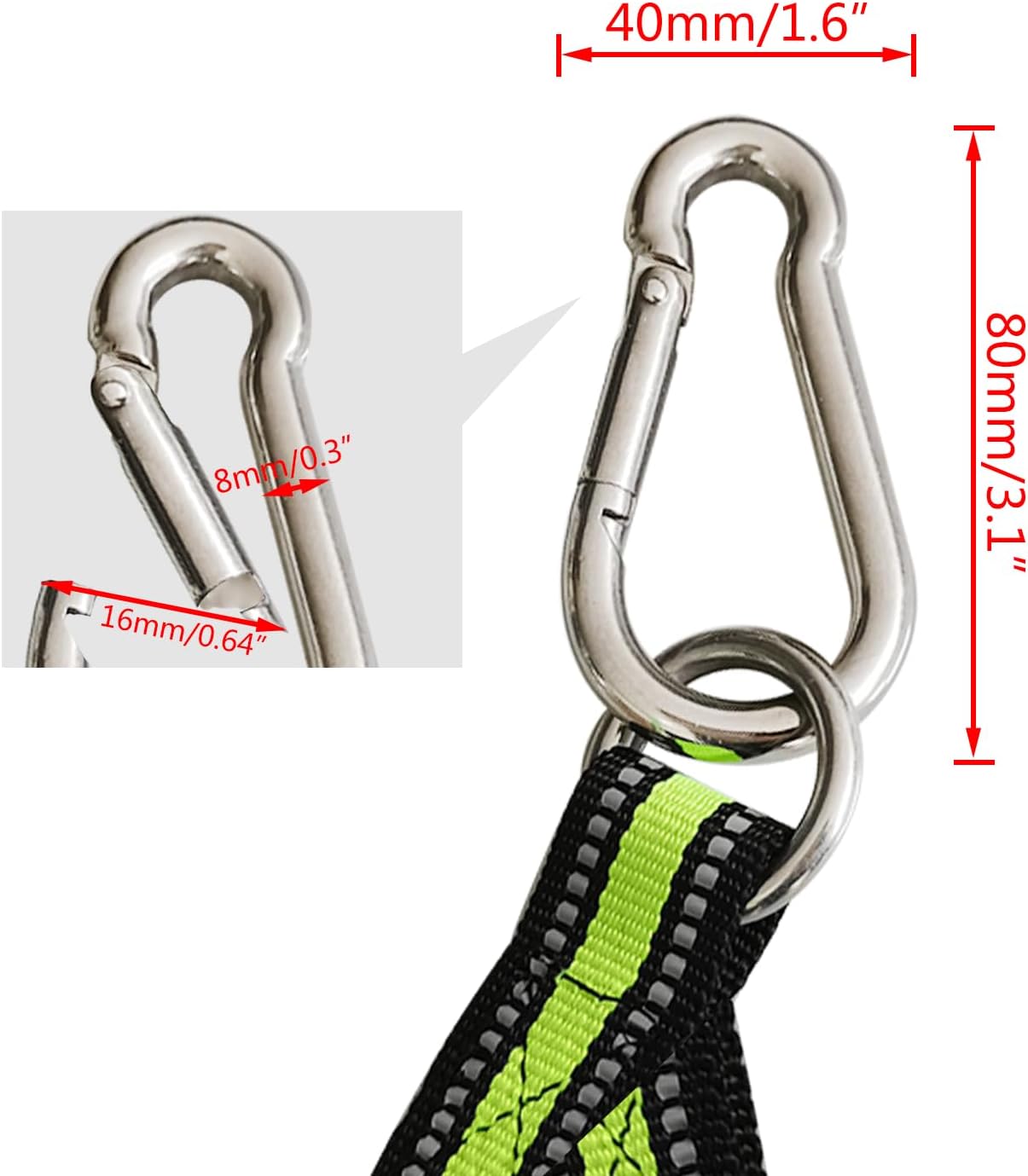 4 Step Boat Rope Ladder, Green and Yellow, Nylon Stainless Steel, 400 lb Load Capacity - Image 4