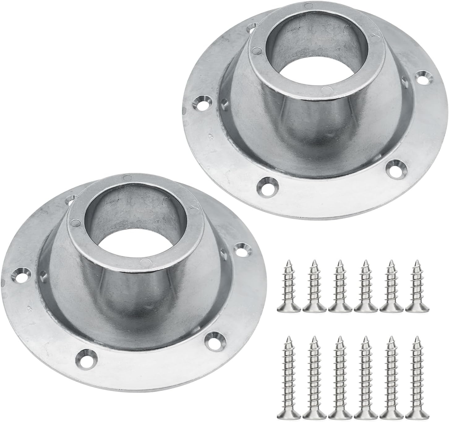 2 Pack Sliver Aluminum RV Table and Floor Mounting Base,RV Pedestal Base Flange, 6 Holes with Screws for Camper Trailer - Image 1