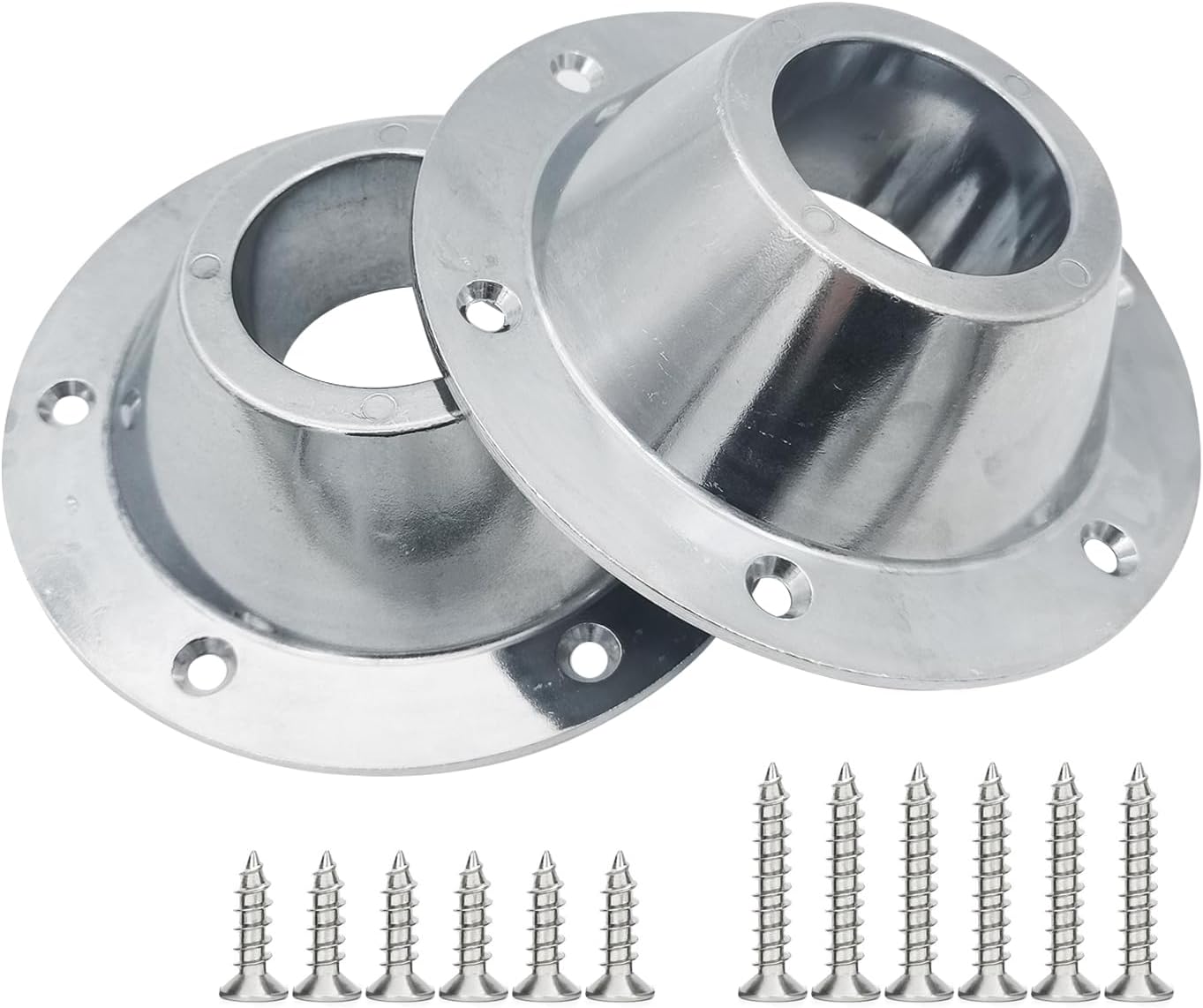 2 Pack Sliver Aluminum RV Table and Floor Mounting Base,RV Pedestal Base Flange, 6 Holes with Screws for Camper Trailer - Image 2