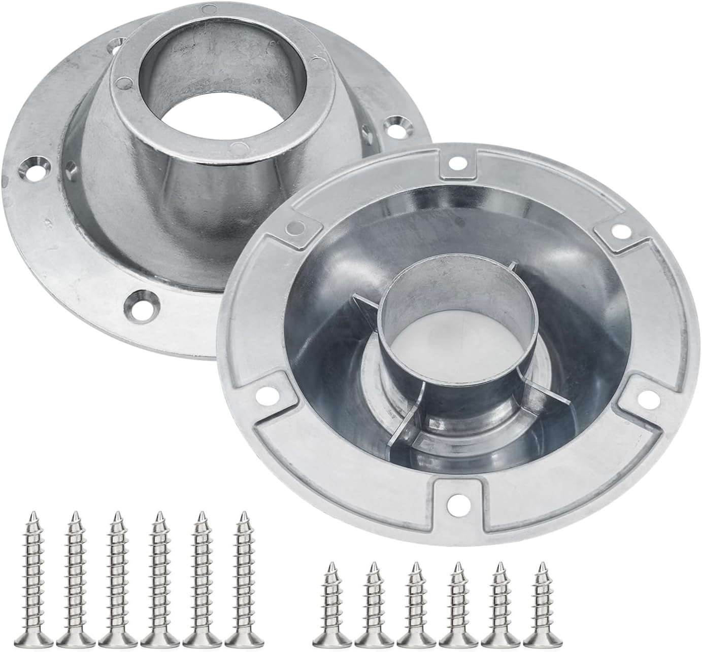 2 Pack Sliver Aluminum RV Table and Floor Mounting Base,RV Pedestal Base Flange, 6 Holes with Screws for Camper Trailer - Image 4