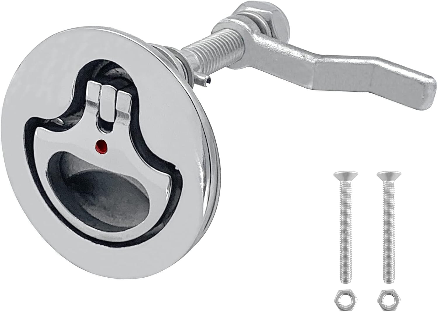 Boat Cam Latch Flush Pull Hatch Lift Stainless Steel with Back Plate Fasteners Screws - Image 1