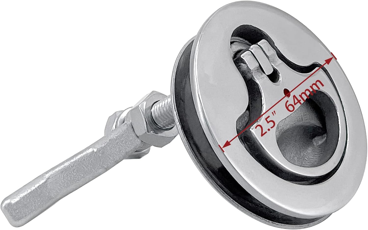 Boat Cam Latch Flush Pull Hatch Lift Stainless Steel with Back Plate Fasteners Screws - Image 3