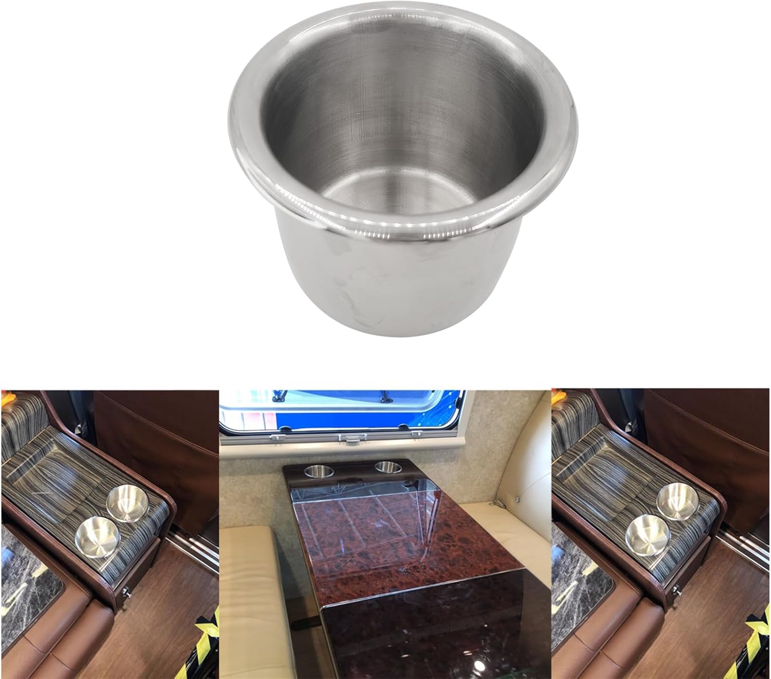 4Pcs Stainless Steel Cup Holder,Drop-in Anti-Spill Heavy Duty Poker Table Holder Inserts Fits Standard Soda Can for Desk, Boats, RV Cars & Trucks - Image 5
